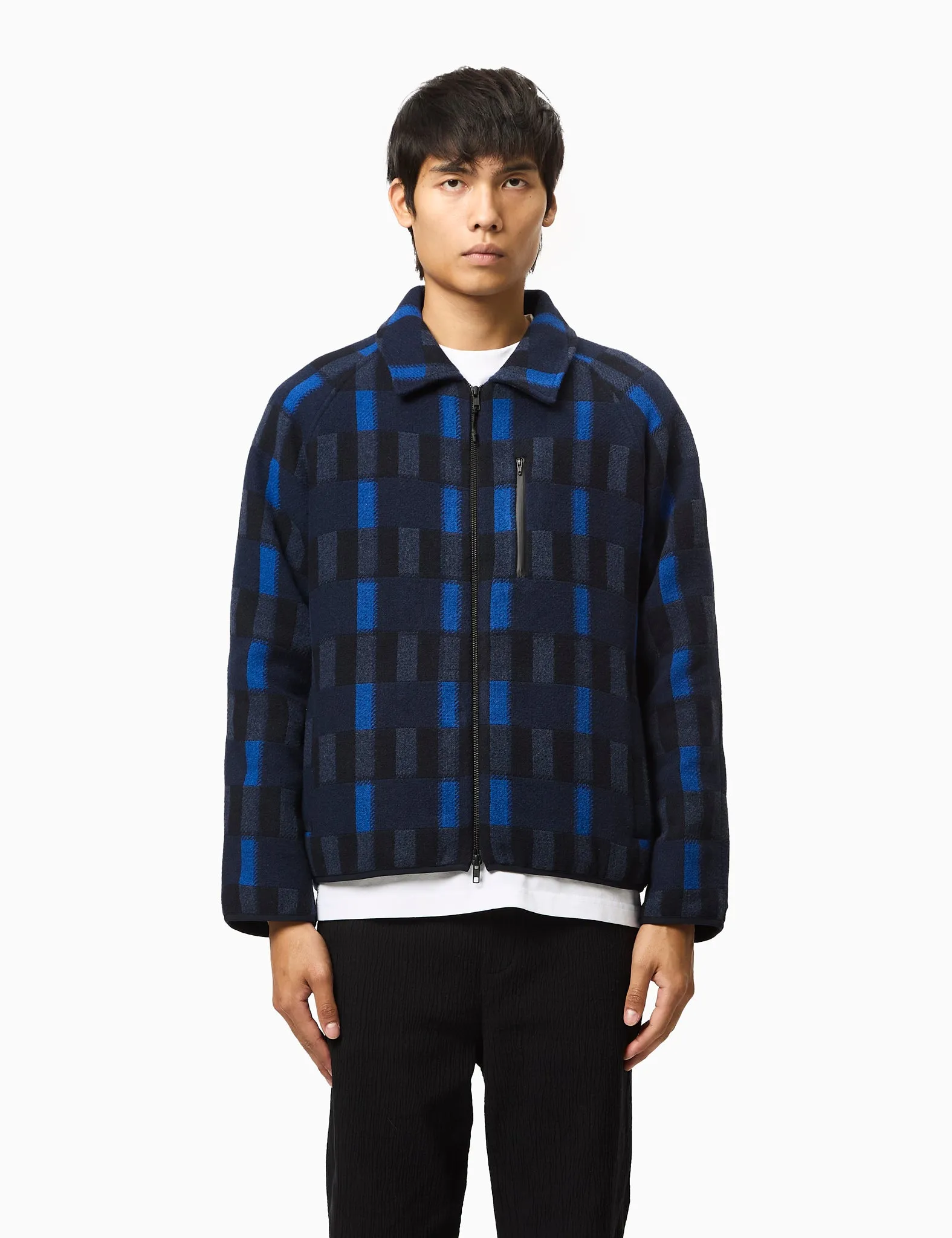 Percival Anderson Fretwork Check Jacket (Wool) - Blue sold by Article London