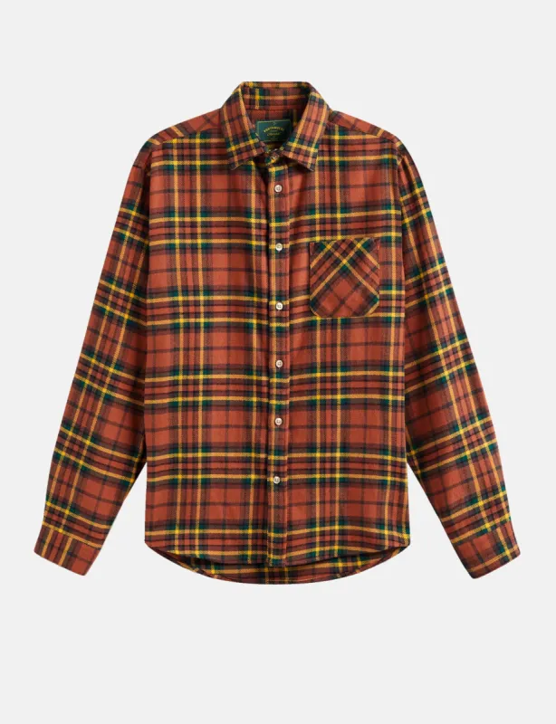 Portuguese Flannel Farol Shirt - Terracota/Yellow/Green sold by Article London
