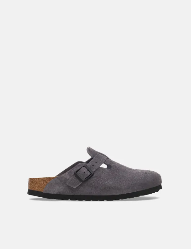 Birkenstock Boston Clogs LEVE Velvet Grey sold by Article London