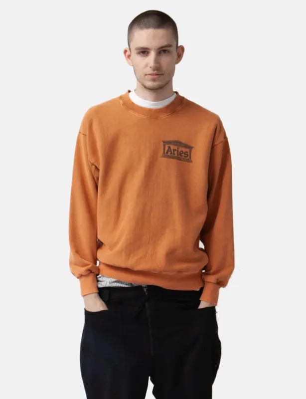 Aries Premium Aged Temple Sweatshirt - Caramel sold by Article London