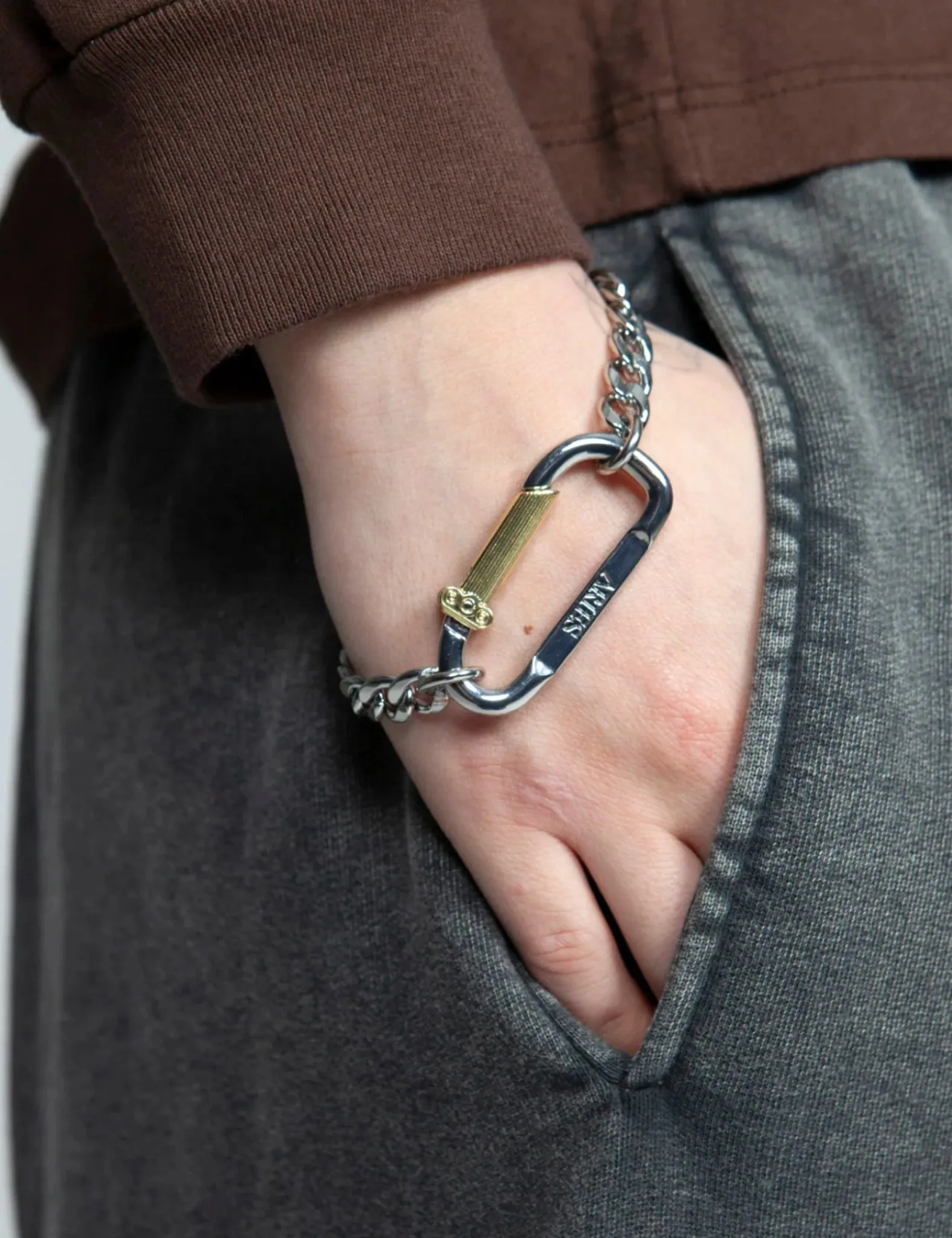 Aries Mini Carabiner Chain Bracelet - Silver sold by Article London product image thumbnail 2