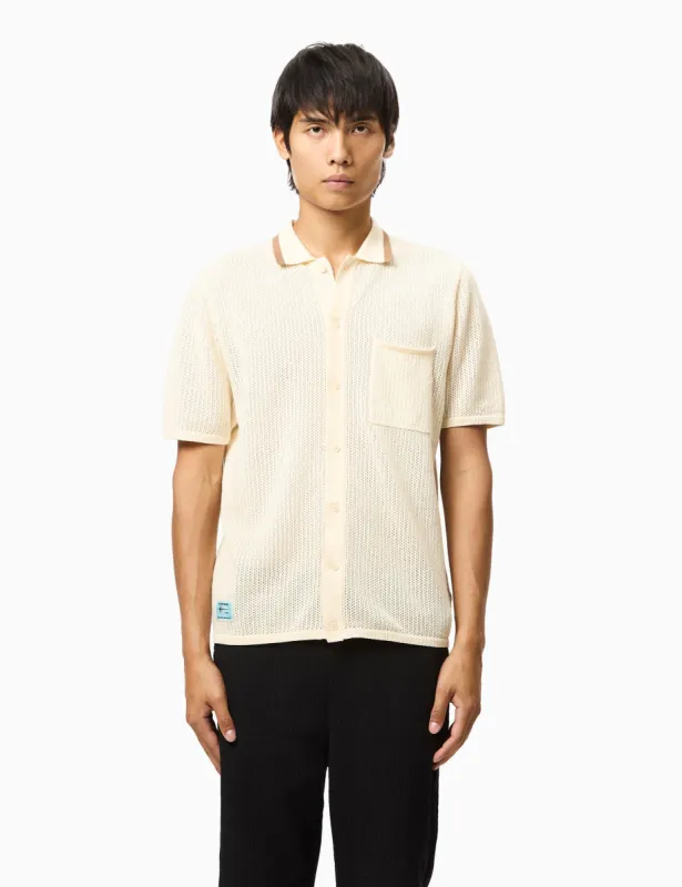 Percival Alfie Knitted Polo (Cotton) - Ecru sold by Article London