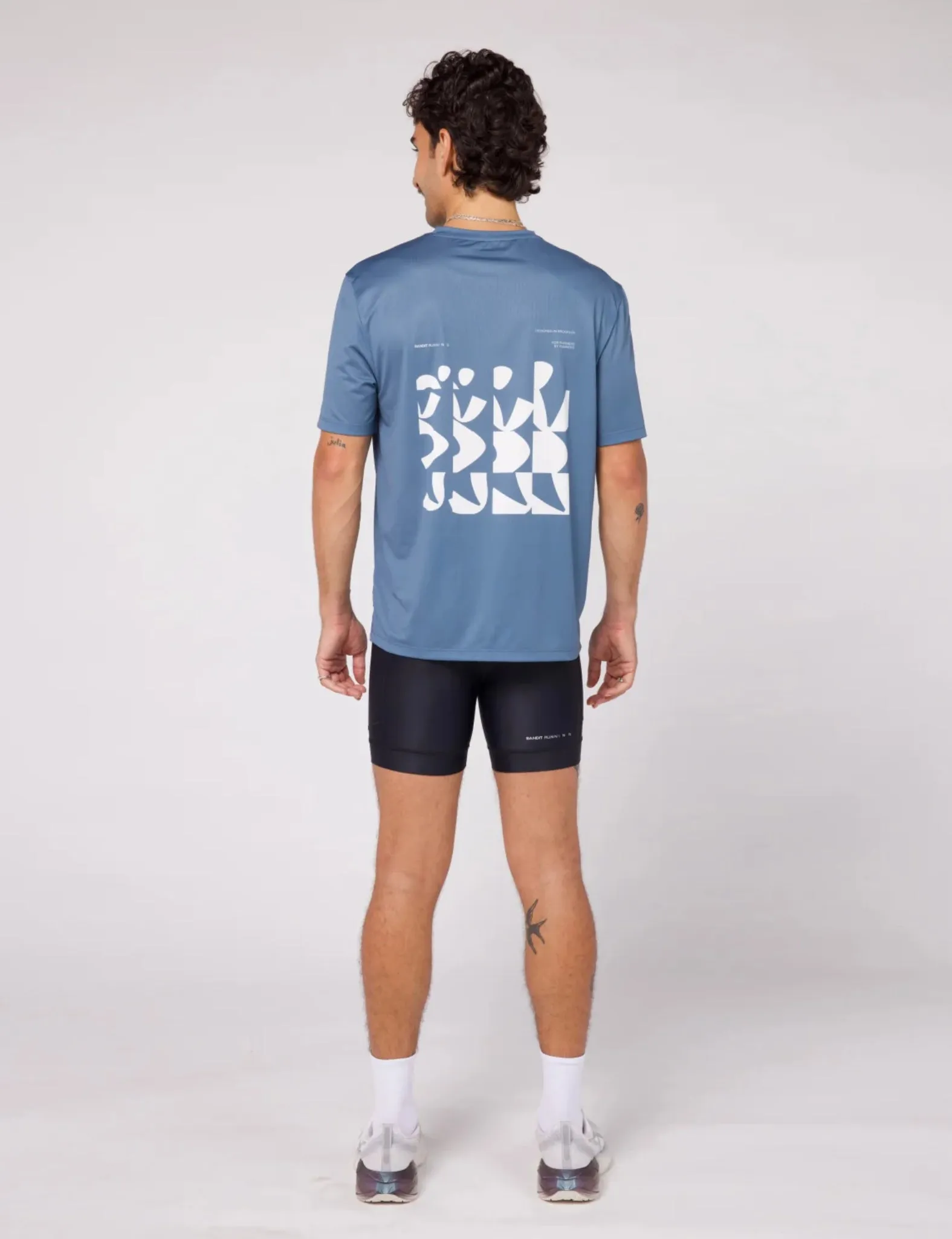 Bandit Runner Grid Drift Performance Tee - Steel Blue sold by Article London product image thumbnail 3