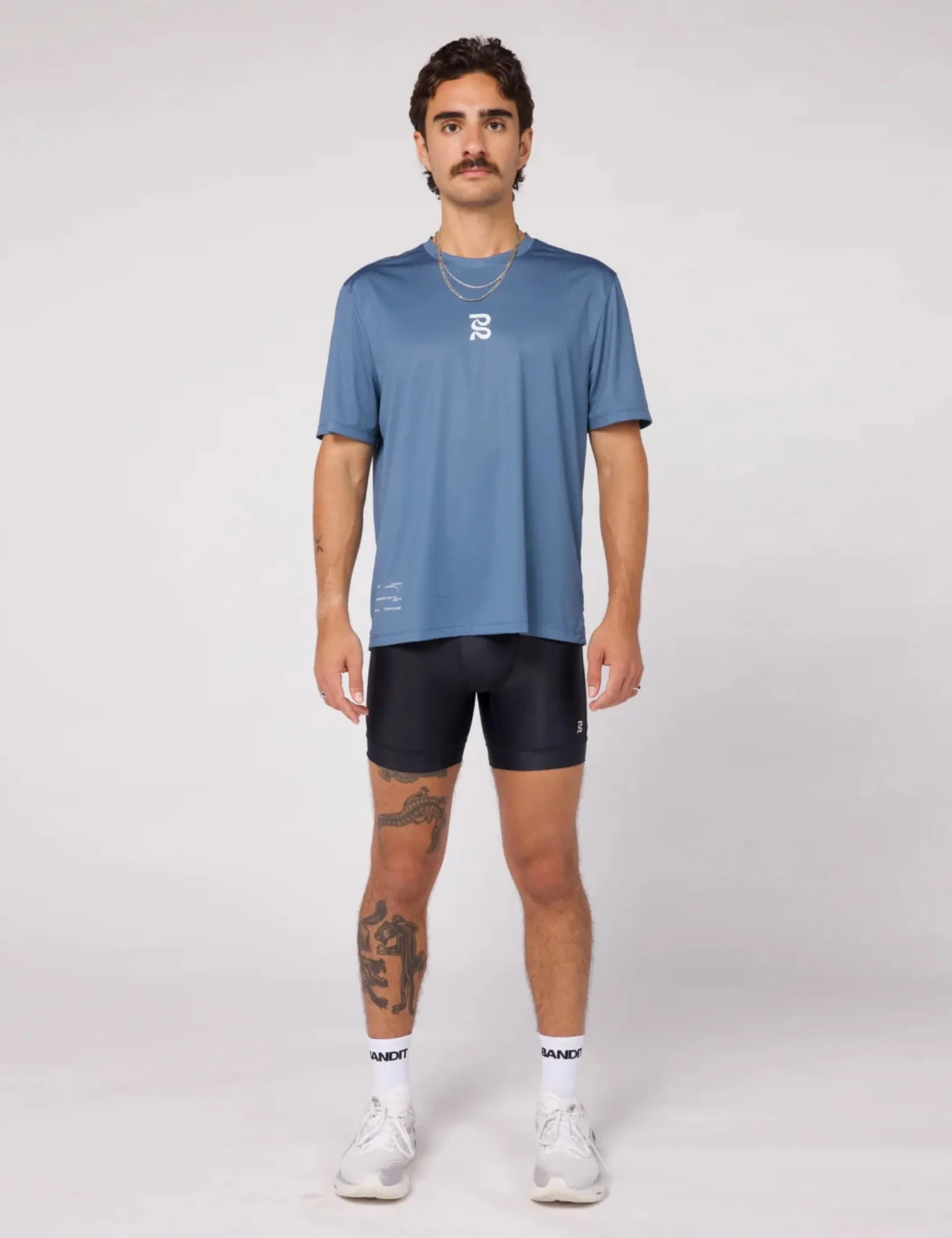 Bandit Runner Grid Drift Performance Tee - Steel Blue sold by Article London product image thumbnail 4