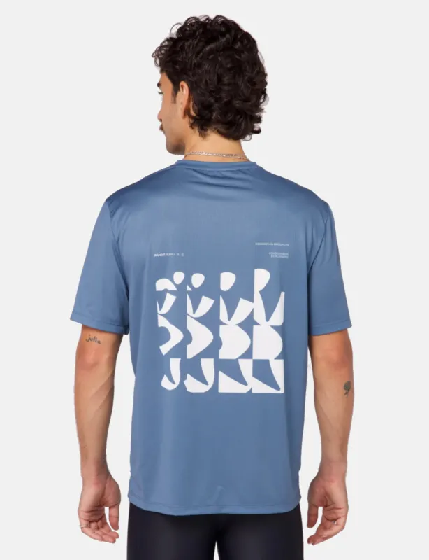 Bandit Runner Grid Drift Performance Tee - Steel Blue sold by Article London