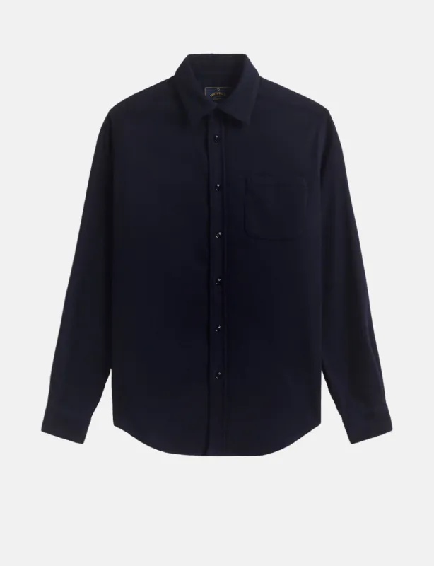 Portuguese Flannel Form Shirt - Navy Blue sold by Article London