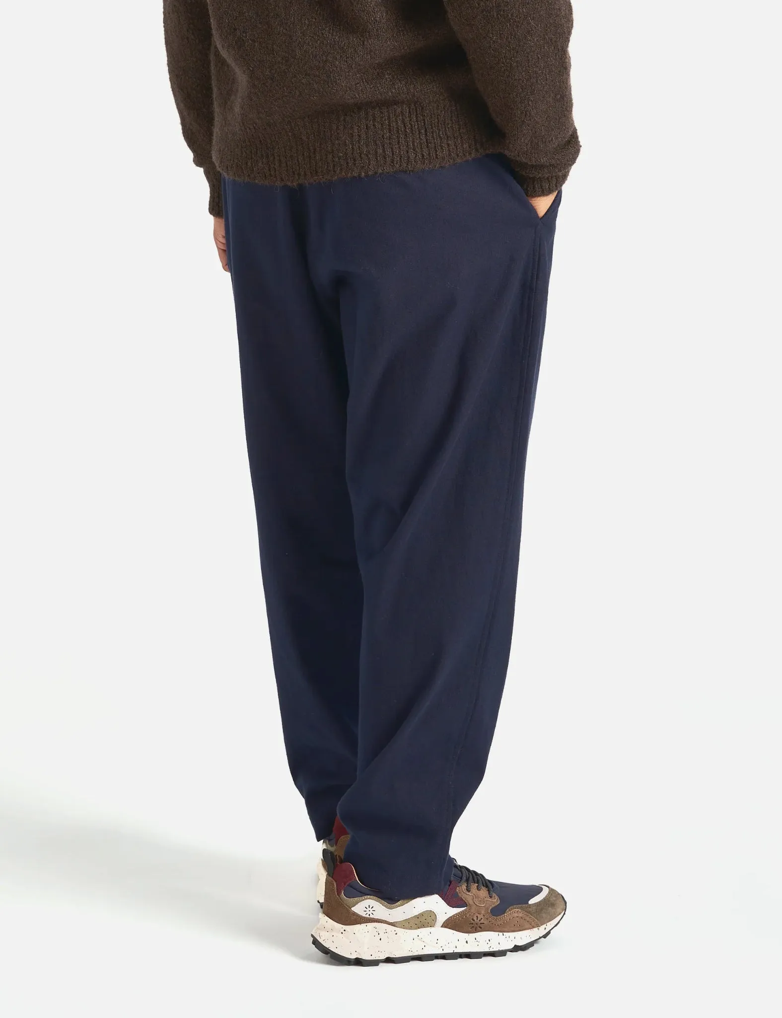 Universal Works Pleated Track Pant (Brushed Moleskin) - Navy sold by Article London product image thumbnail 2