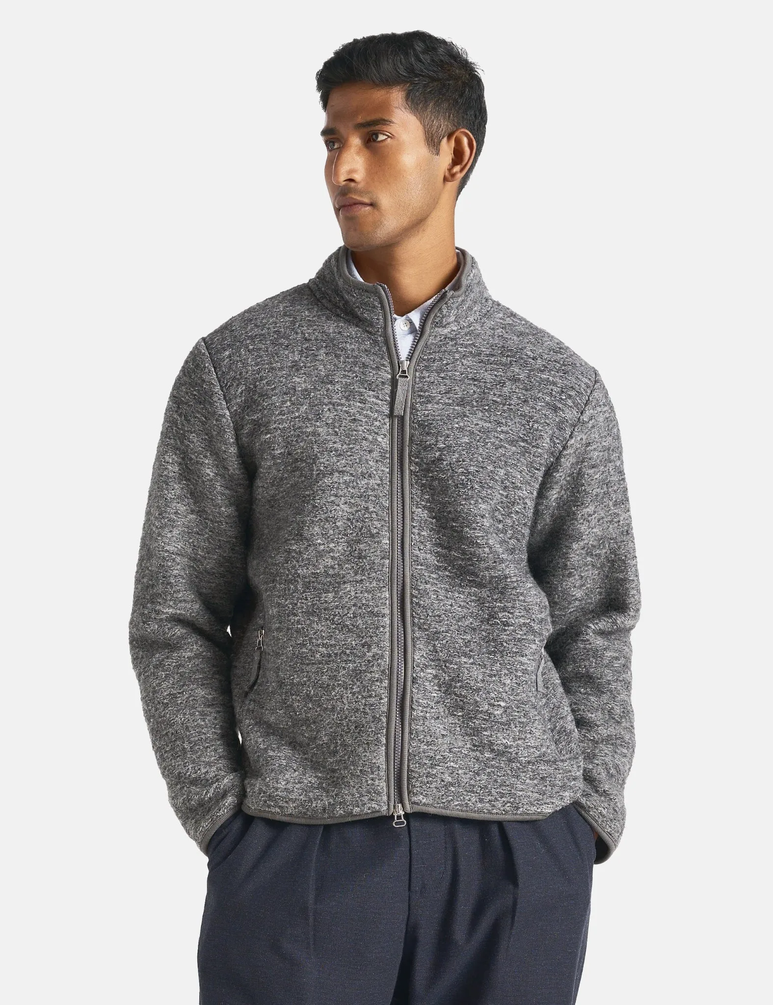 Universal Works Climbing Jacket (Teddy Fleece) - Grey sold by Article London