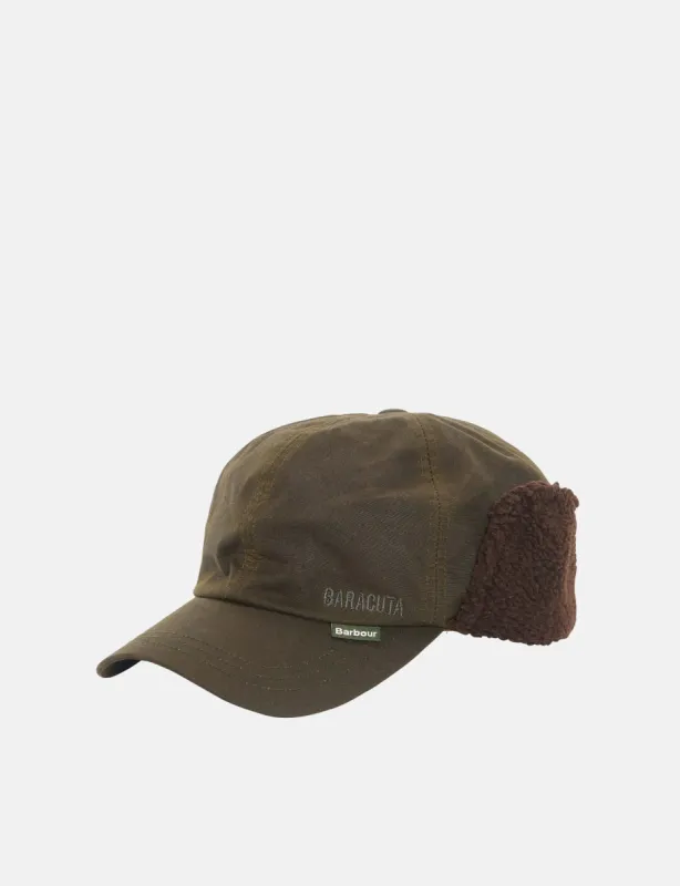 Barbour x Baracuta Wax Ear Flap Cap - Olive Green sold by Article London