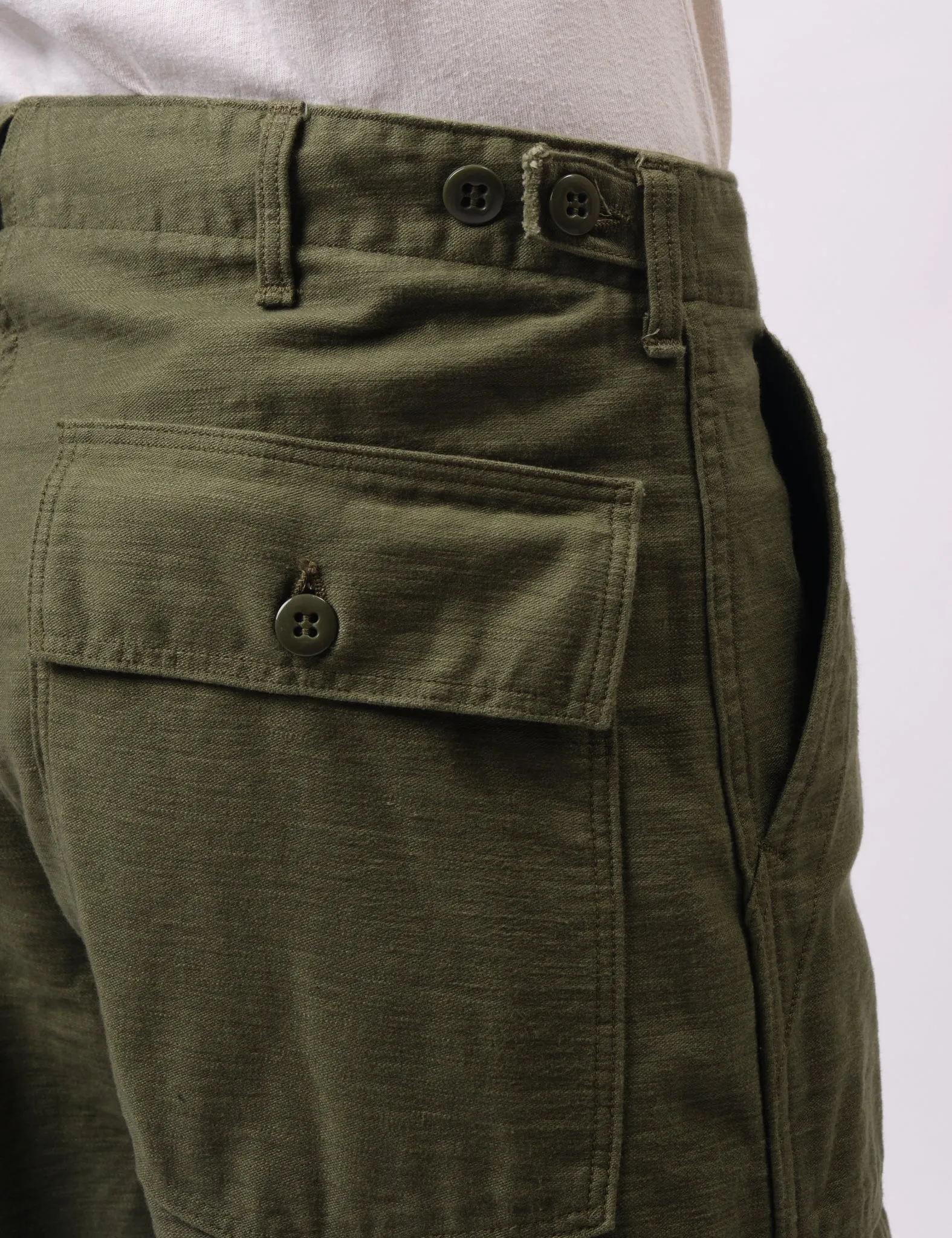 orSlow Vintage Fit Fatigue Pants (Unisex) - Dark Olive Green sold by Article London product image thumbnail 2