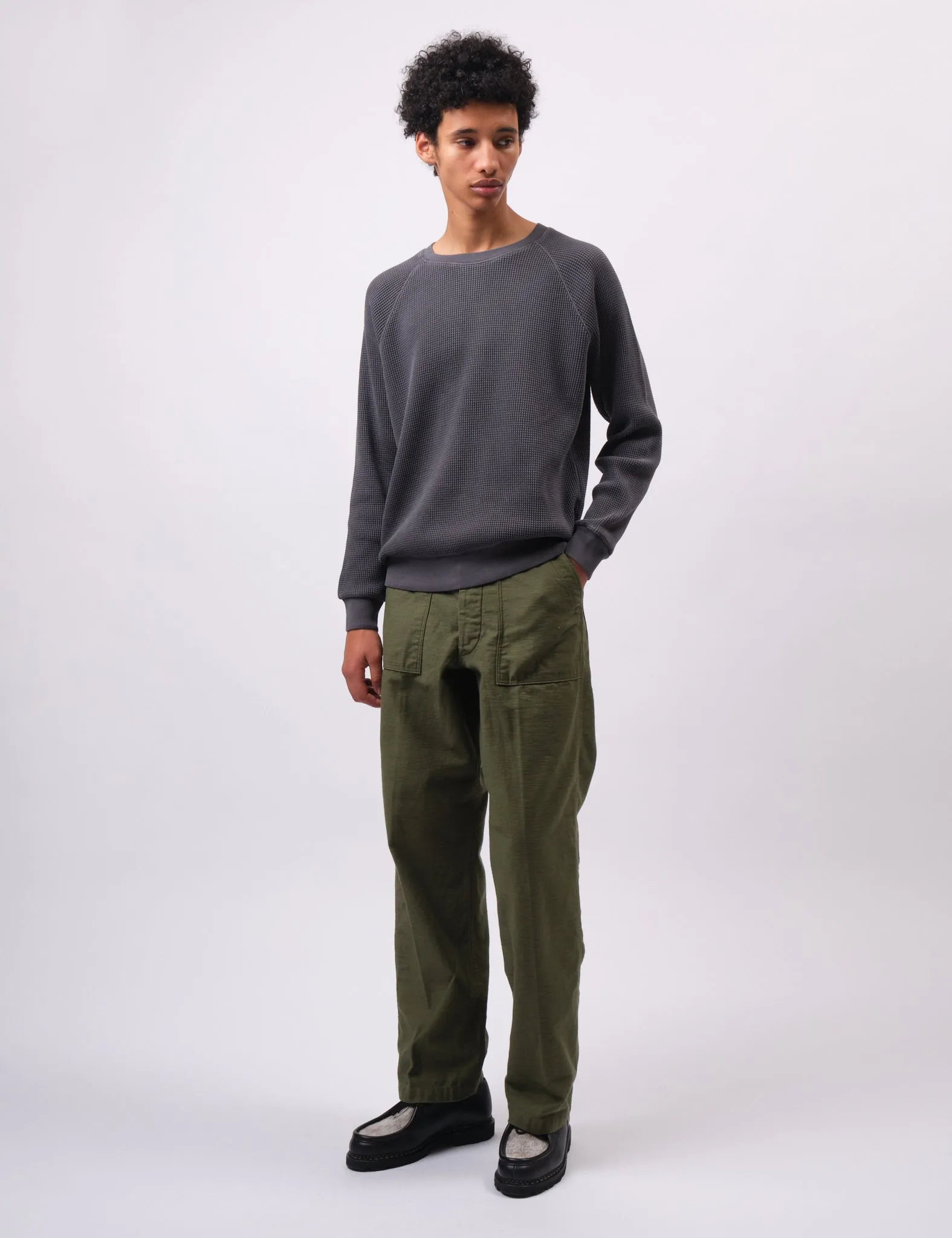 orSlow Vintage Fit Fatigue Pants (Unisex) - Dark Olive Green sold by Article London product image thumbnail 5