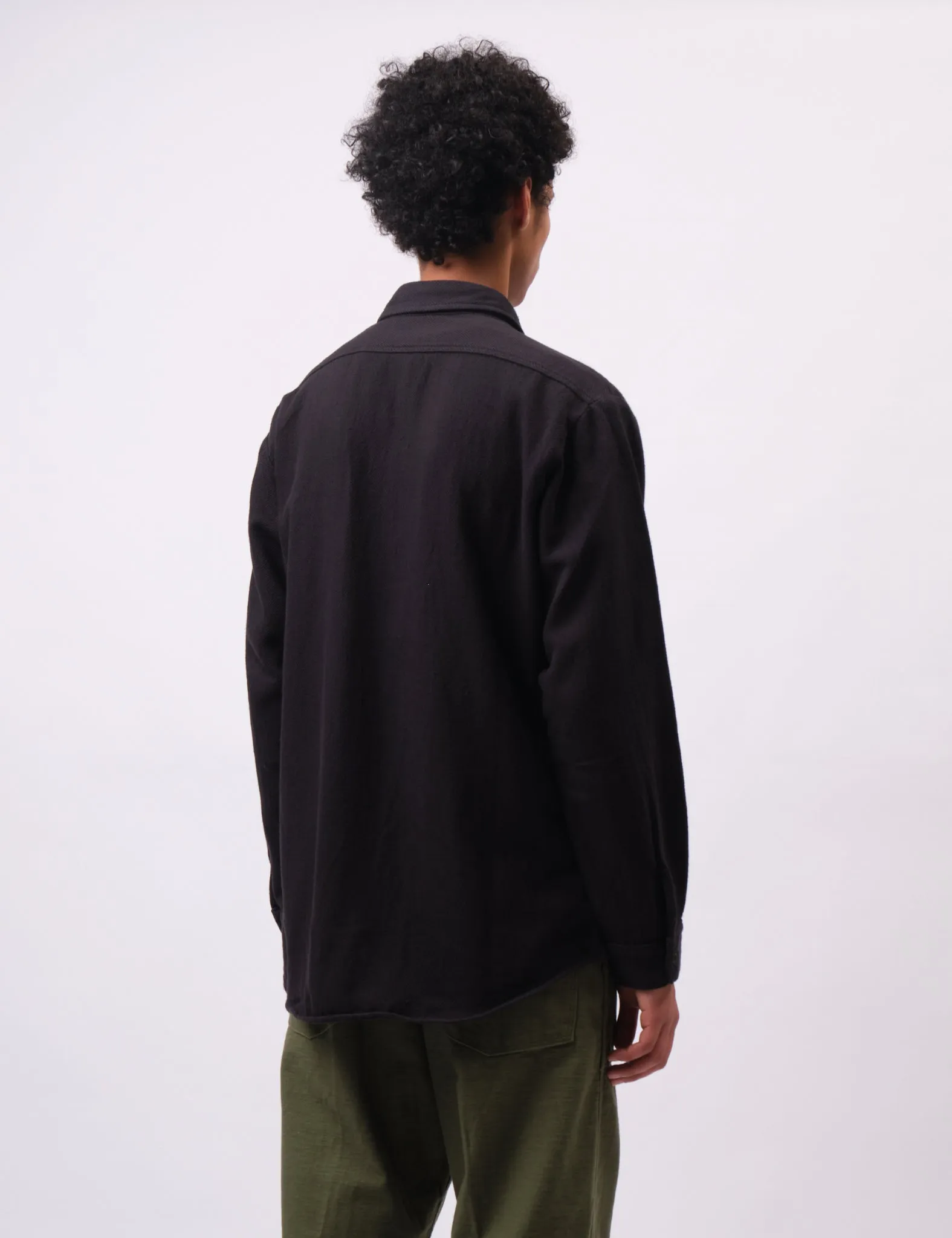 orSlow Vintage Fit Black Flannel Shirt - Black sold by Article London product image thumbnail 4