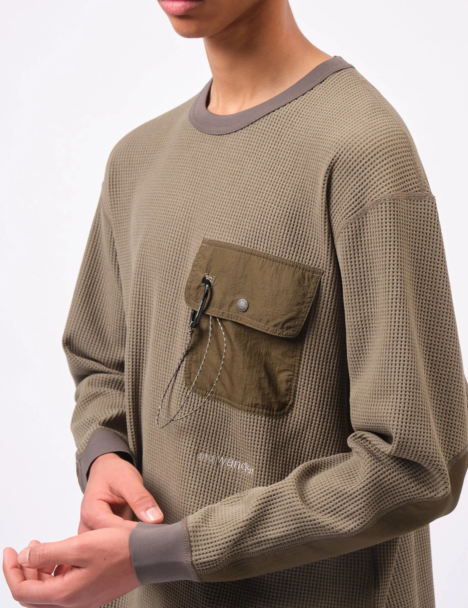 and Wander Waffle Long Sleeve T-Shirt - Khaki sold by Article London product image thumbnail 2