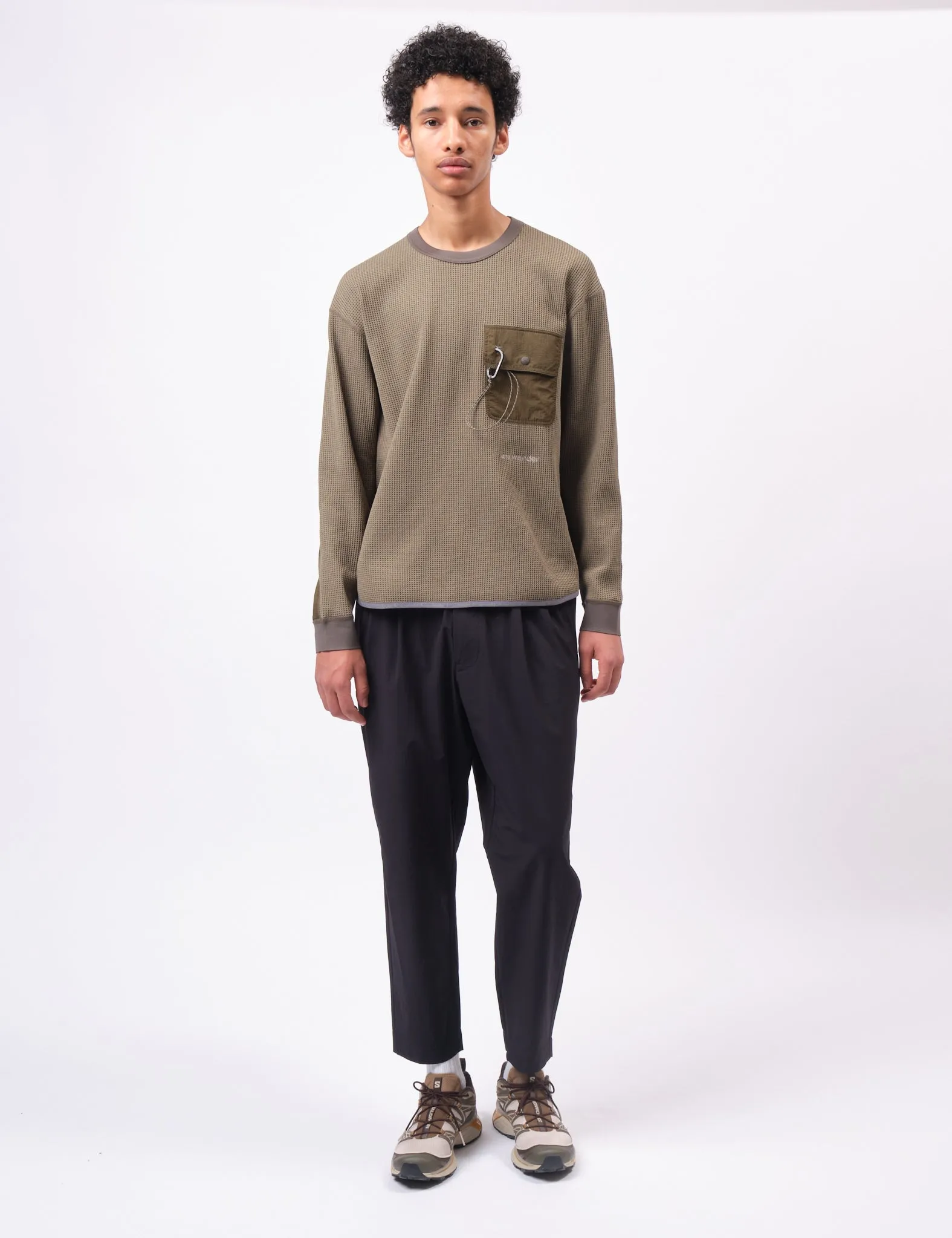 and Wander Waffle Long Sleeve T-Shirt - Khaki sold by Article London product image thumbnail 3