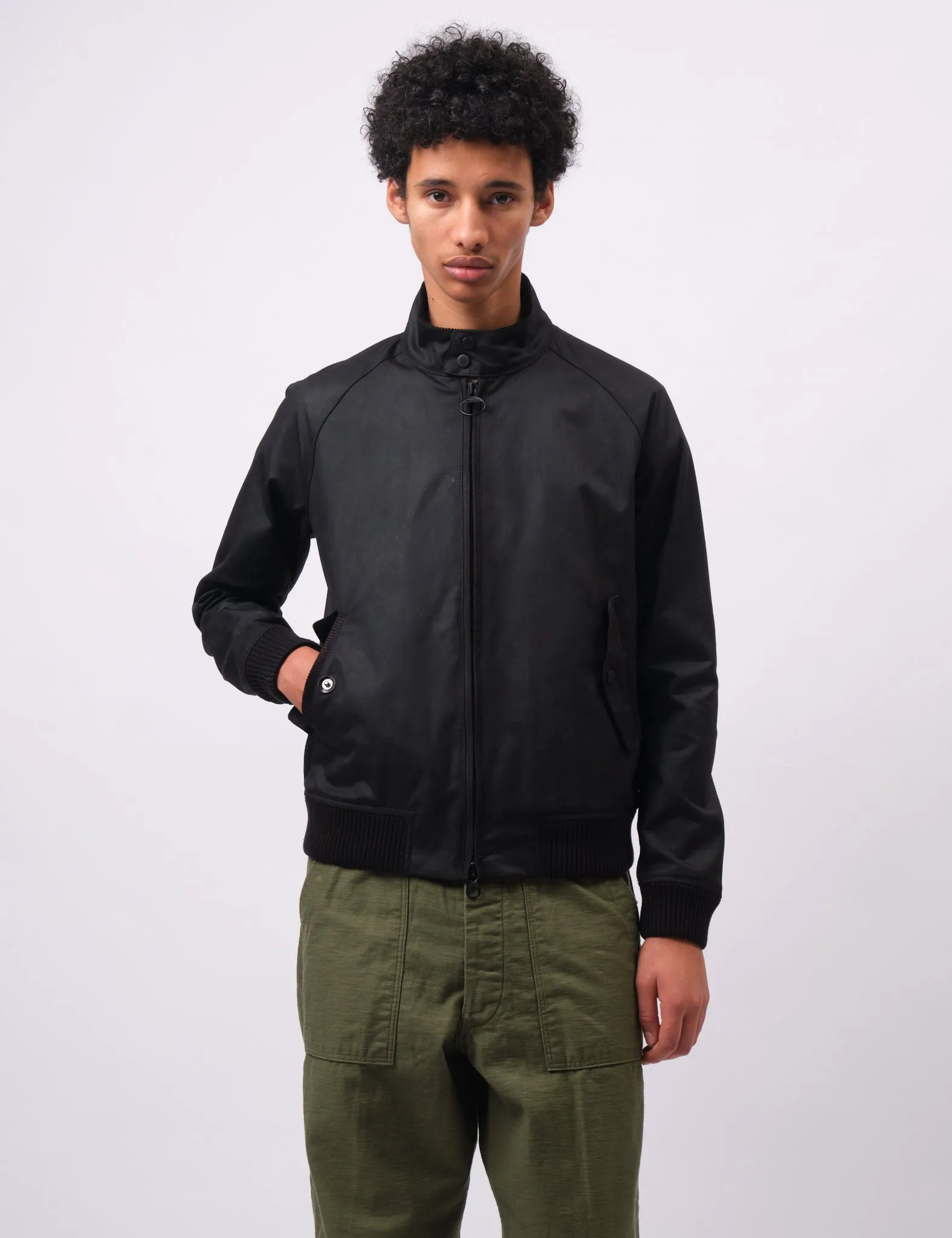 Barbour x Baracuta Porton G9 Wax Harrington Jacket - Black sold by Article London product image thumbnail 5