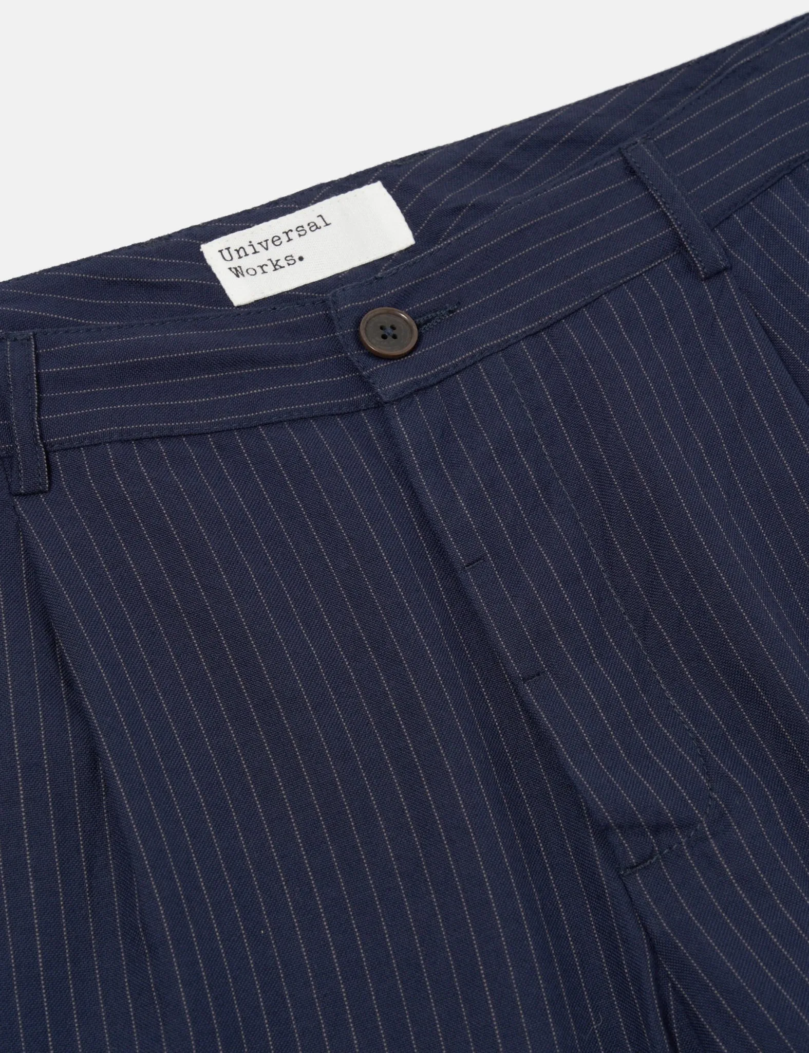 Universal Works Duke Pant (Cotton Pinstripe) - Navy Blue sold by Article London product image thumbnail 2