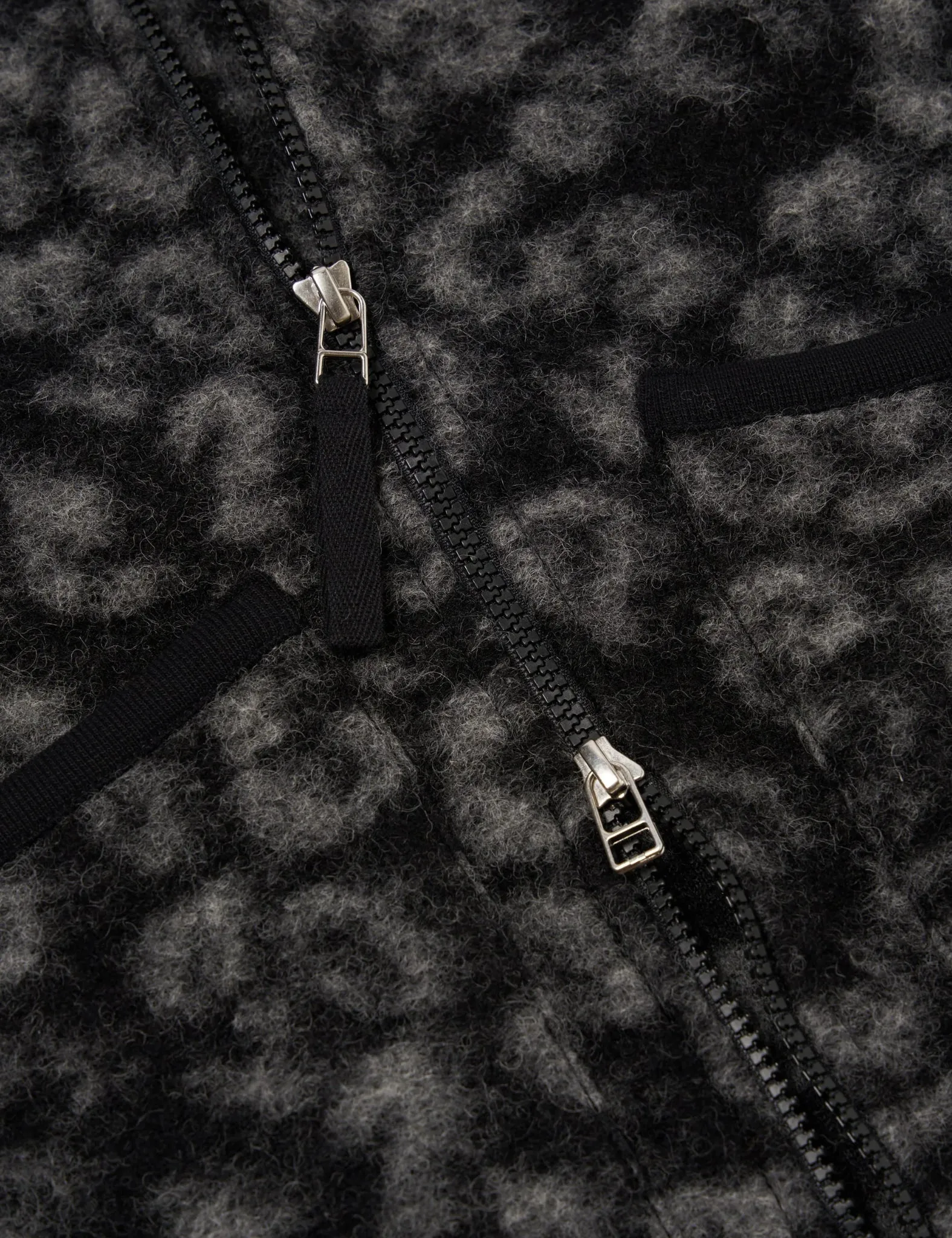 Universal Works Zip Fleece Waistcoat (Leopard) - Black/Charcoal sold by Article London product image thumbnail 3