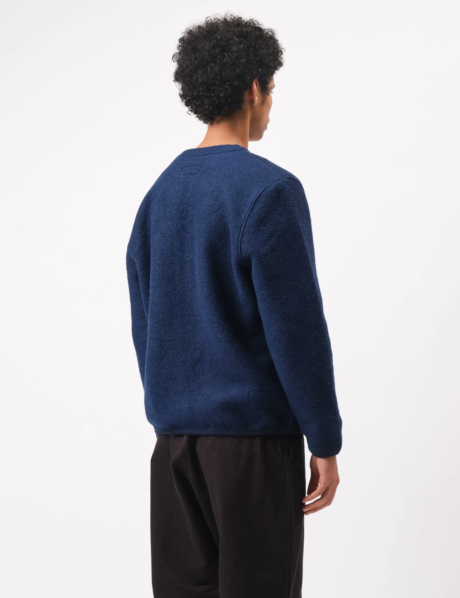 Universal Works Wool Fleece Cardigan - Indigo Blue sold by Article London product image thumbnail 4