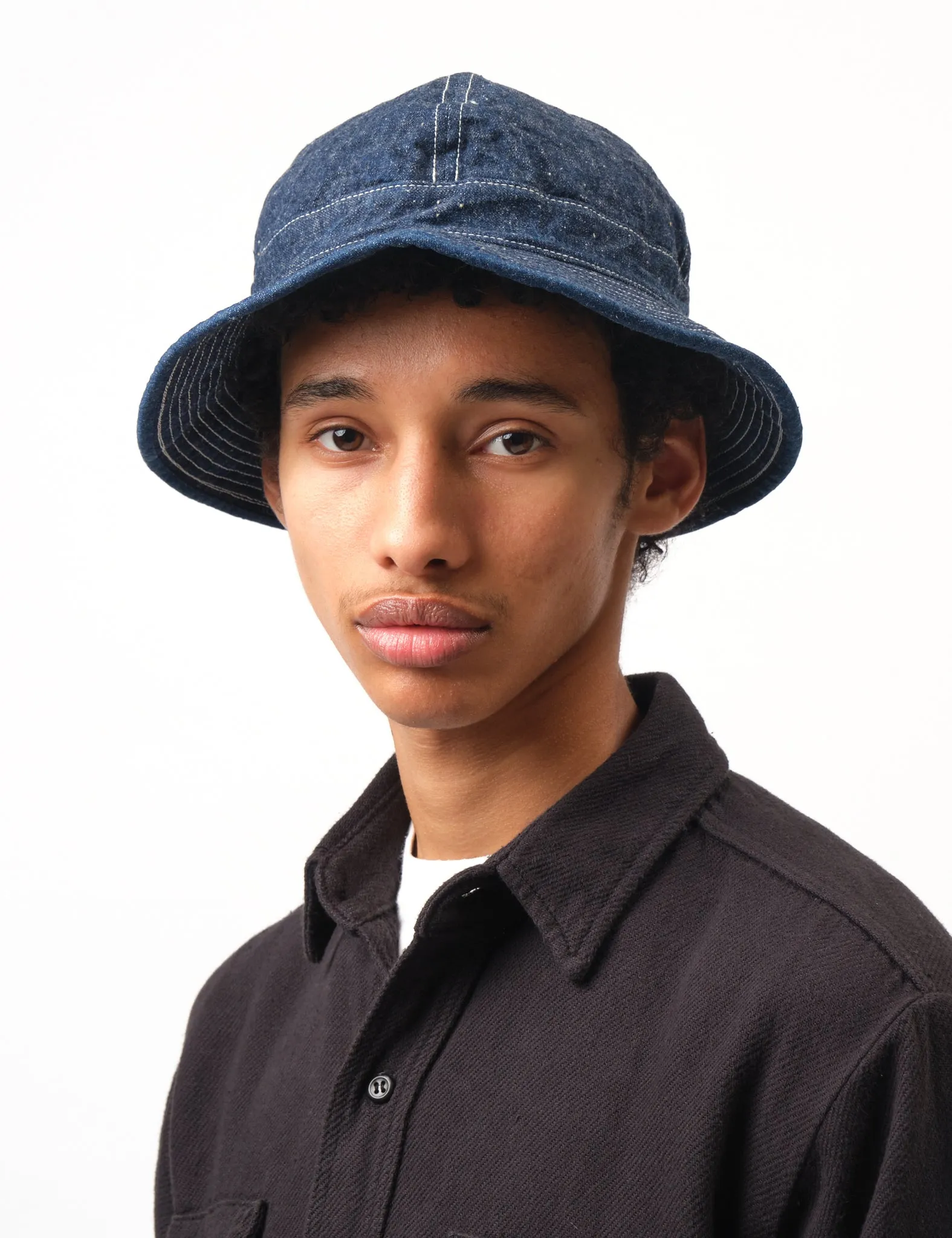 orSlow U.S Navy Hat Denim (Unisex) - One Wash Blue sold by Article London product image thumbnail 3