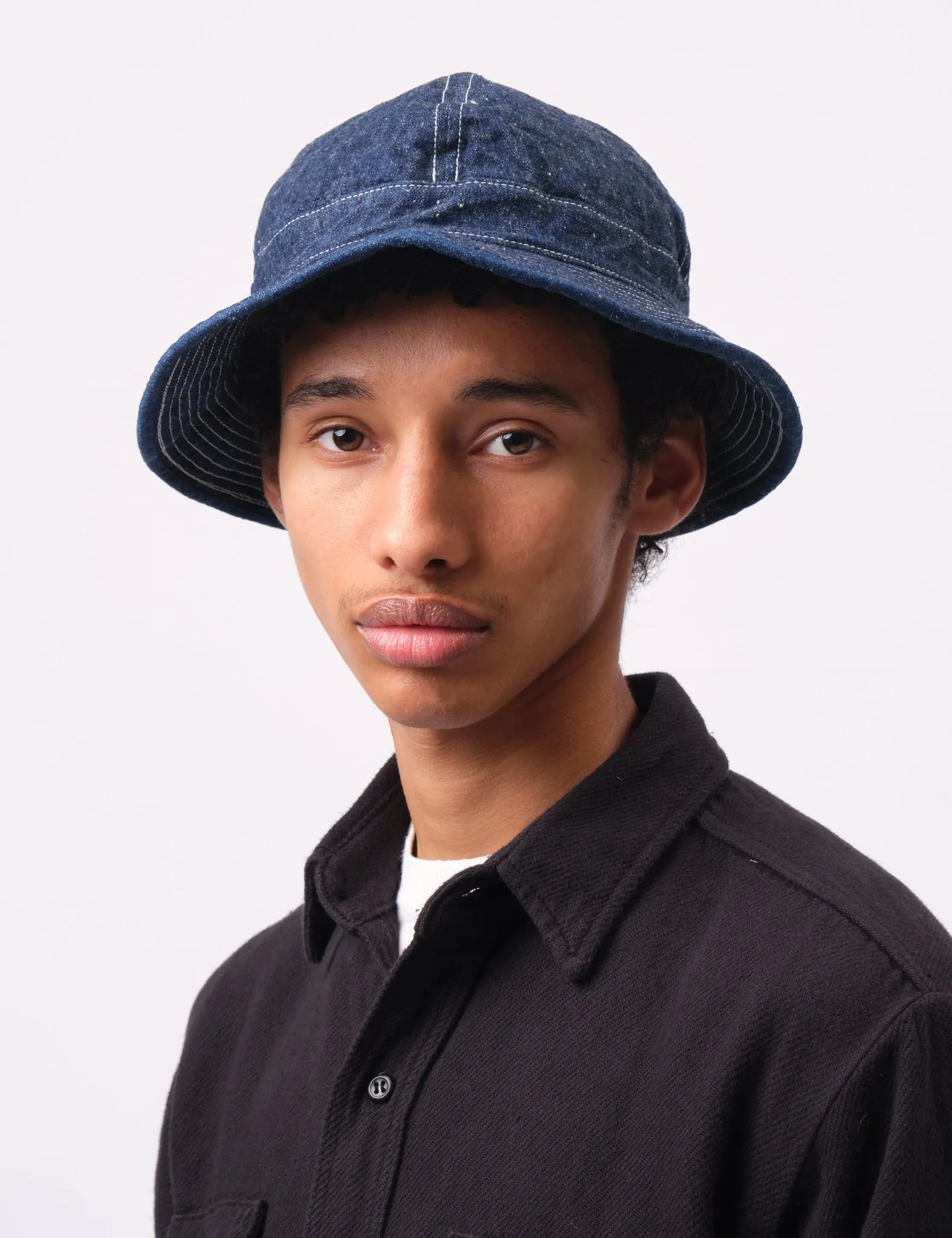orSlow U.S Navy Hat Denim (Unisex) - One Wash Blue sold by Article London