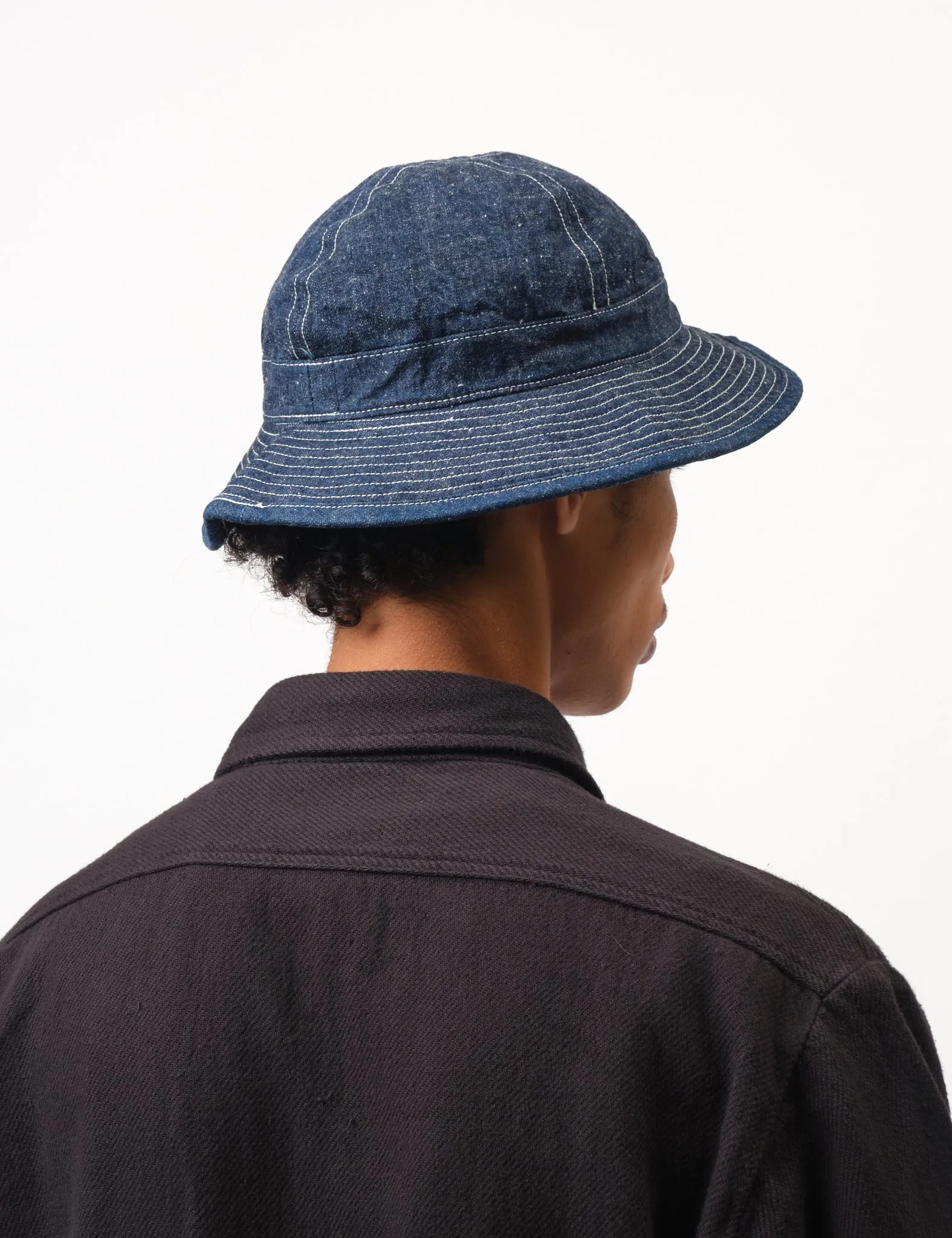orSlow U.S Navy Hat Denim (Unisex) - One Wash Blue sold by Article London product image thumbnail 4