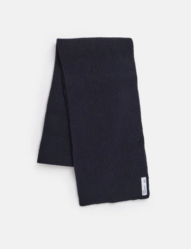 Bhode Hawick Pure Wool Scarf (Knitted in Scotland) - Navy Blue sold by Article London