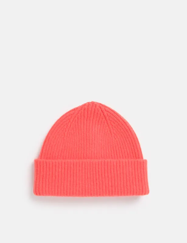 Bhode Hawick Geelongora Beanie Hat (Knitted in Scotland) - Salmon sold by Article London