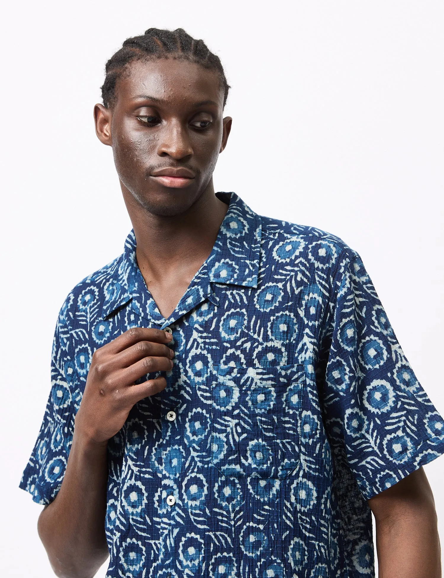 Universal Works Road Winston Shirt - Indigo Blue sold by Article London product image thumbnail 2