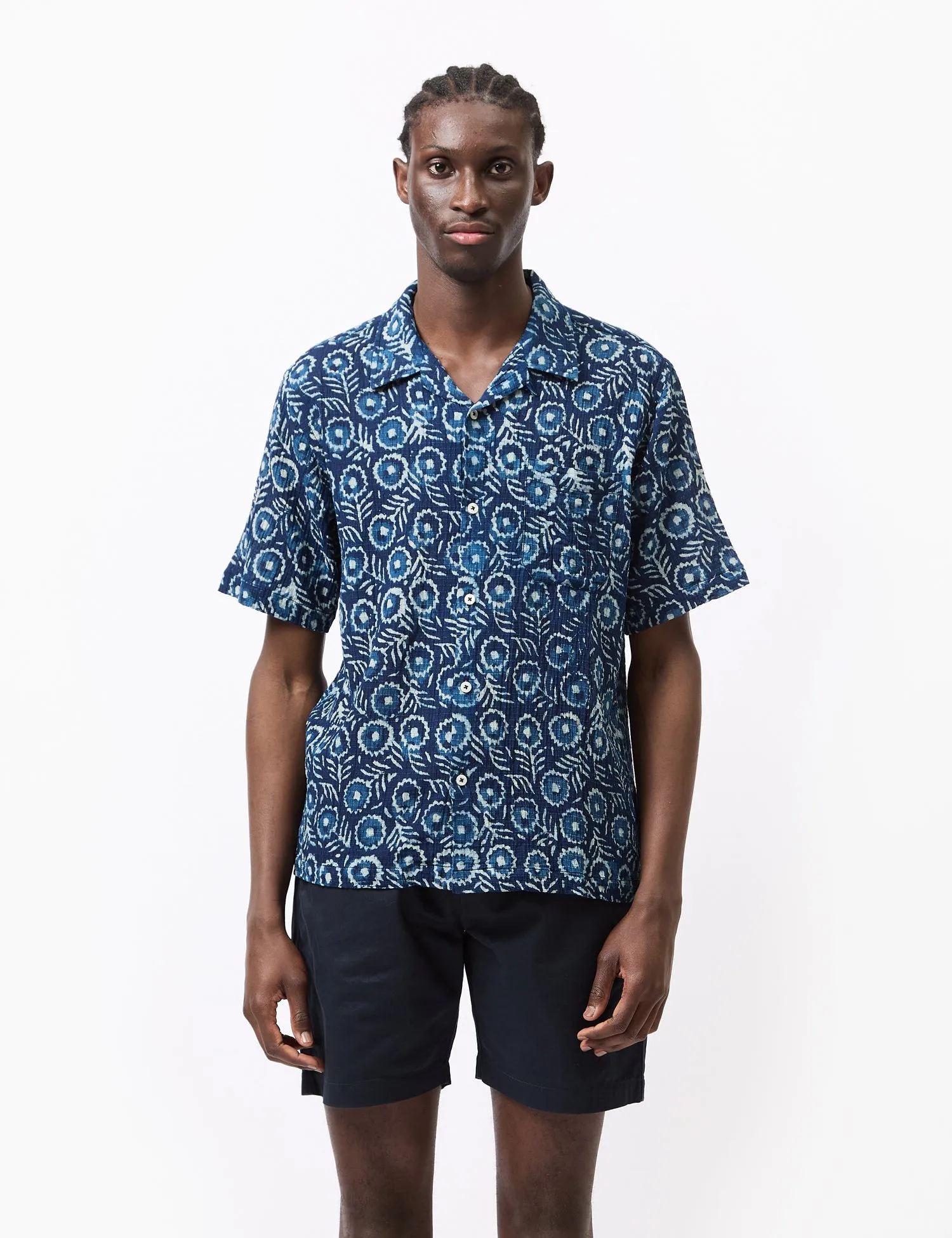 Universal Works Road Winston Shirt - Indigo Blue sold by Article London