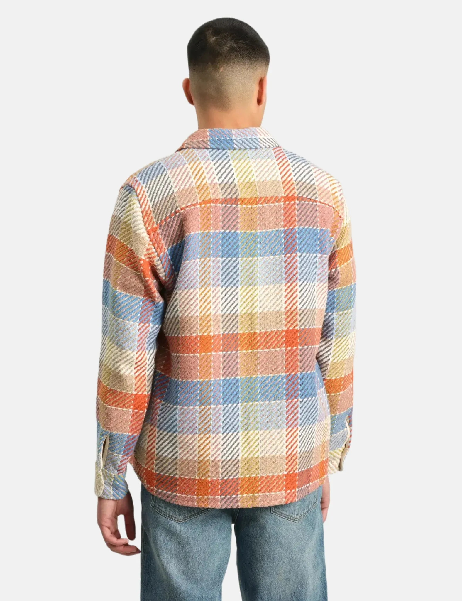 Wax London Whiting Overshirt (Pike Check) - Orange/Blue sold by Article London product image thumbnail 4