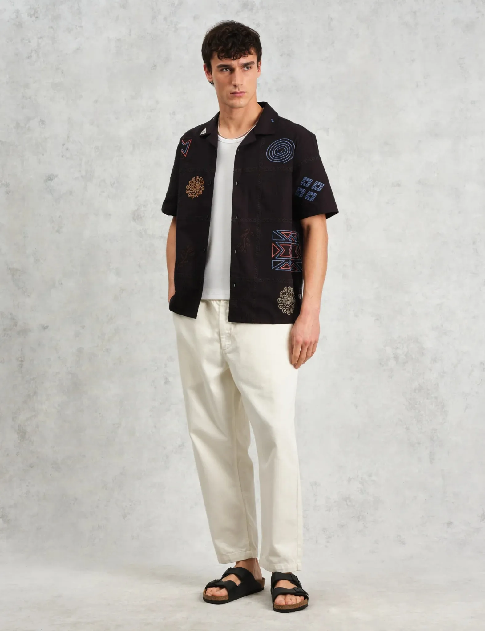 Wax London Didcot Short Sleeve Doodle Shirt - Navy Blue/Multi sold by Article London product image thumbnail 2