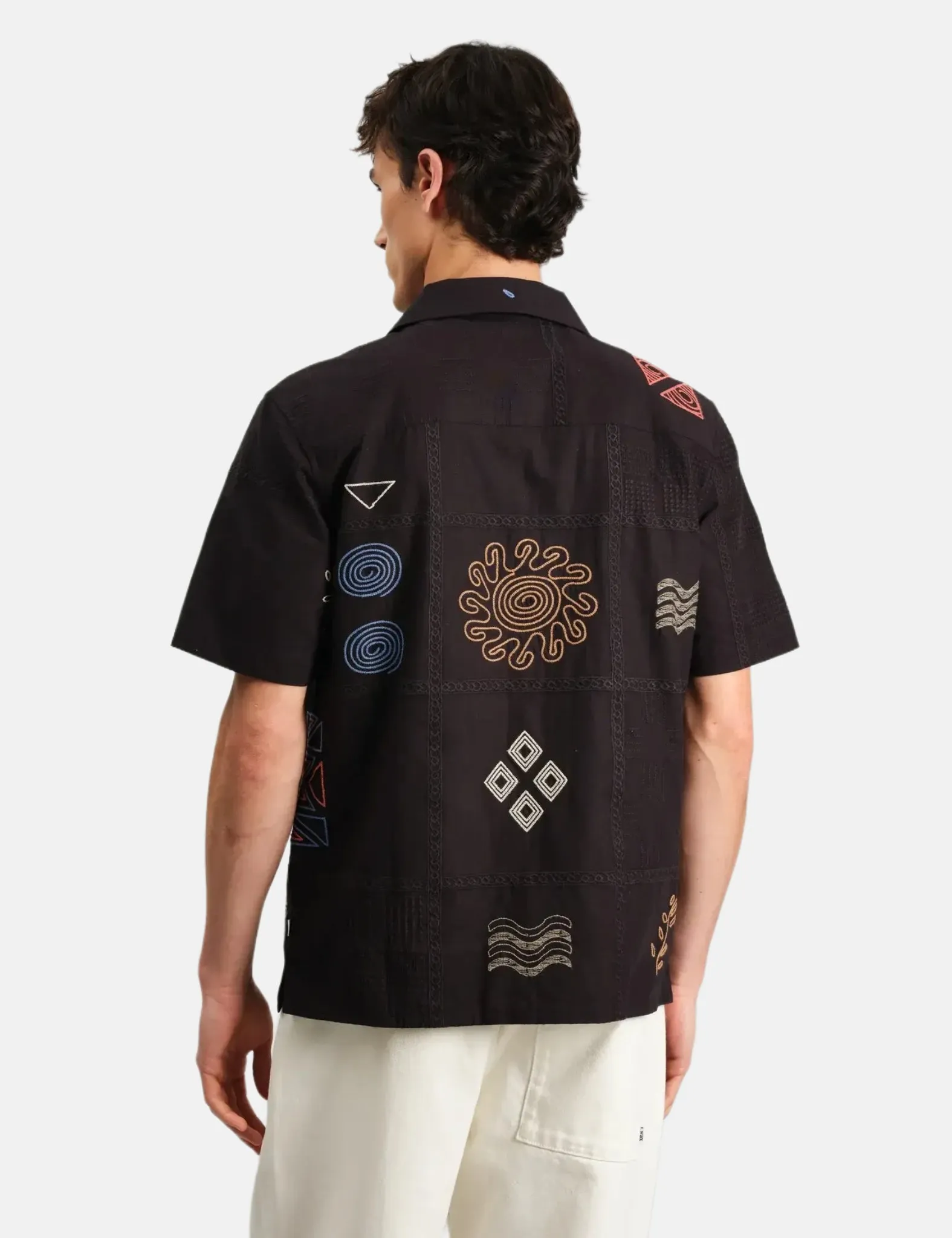 Wax London Didcot Short Sleeve Doodle Shirt - Navy Blue/Multi sold by Article London product image thumbnail 3