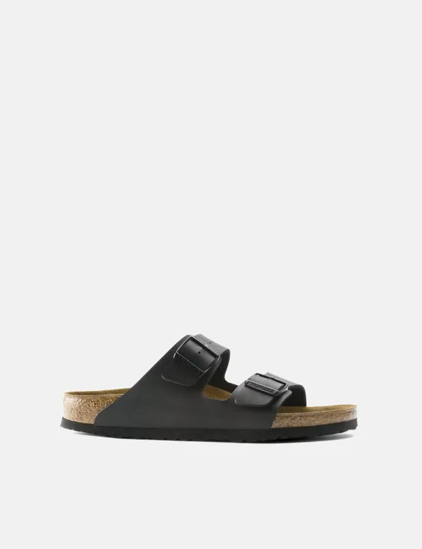 Birkenstock Arizona Sandals Soft Foot Bed Birko-Flor - Black sold by Article London