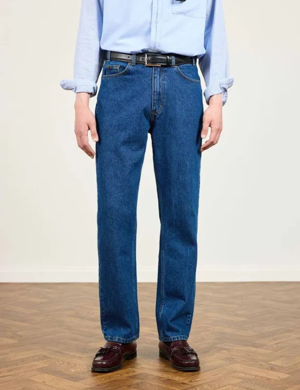 Percival Denim Jeans (Straight Leg) - Mid-Wash Blue sold by Article London