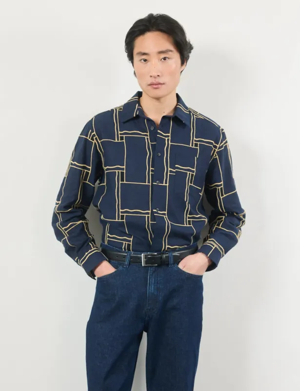 Percival Verona Oversized Pearce Shirt - Navy Blue sold by Article London