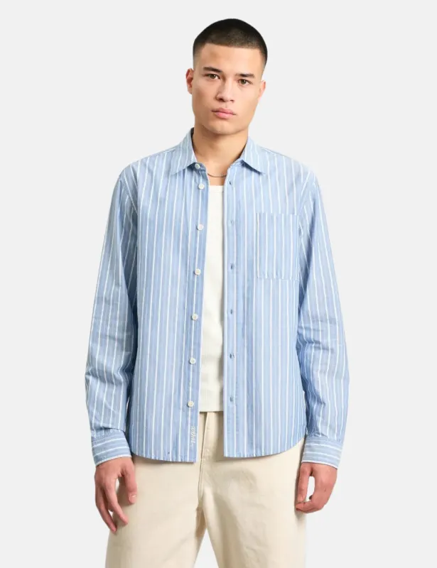 Wax London Rove Stripe Shirt (Poplin) - Blue sold by Article London