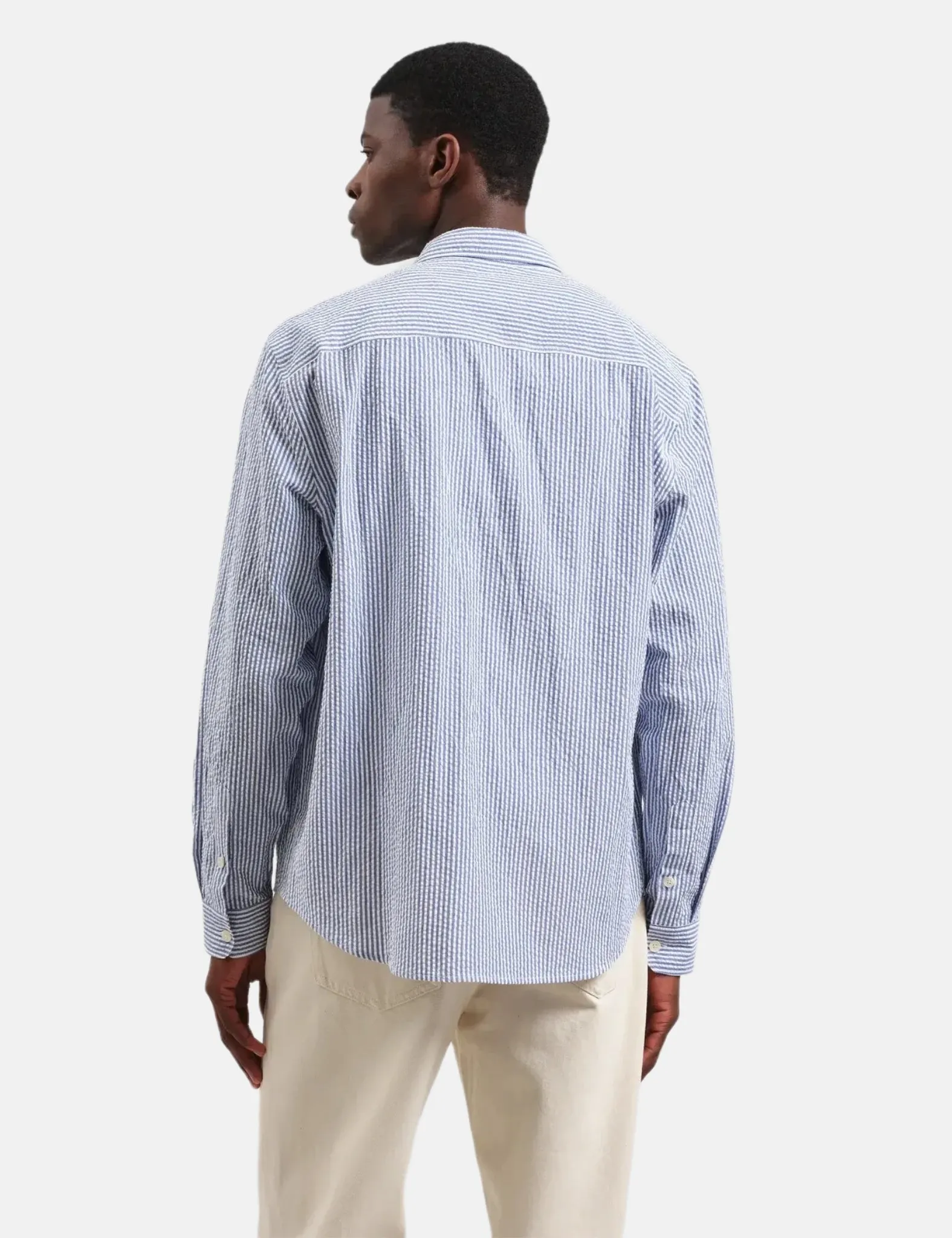 Wax London Rove Stripe Shirt (Seersucker) - Blue sold by Article London product image thumbnail 4