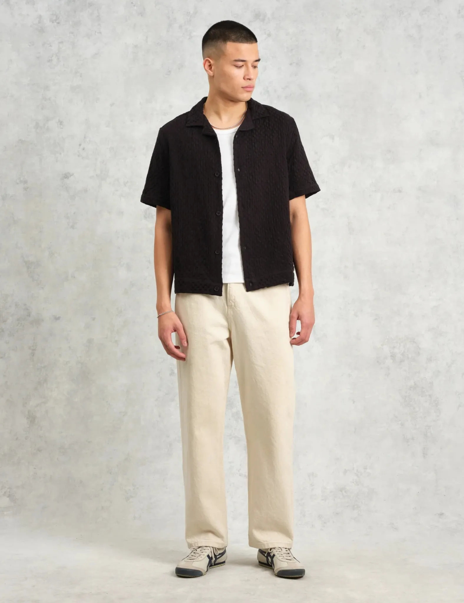 Wax London Lido Short Sleeve Shirt (Box Dobby) - Black sold by Article London product image thumbnail 2
