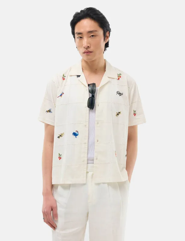 Percival Olive Tapestry Shirt - Ecru sold by Article London