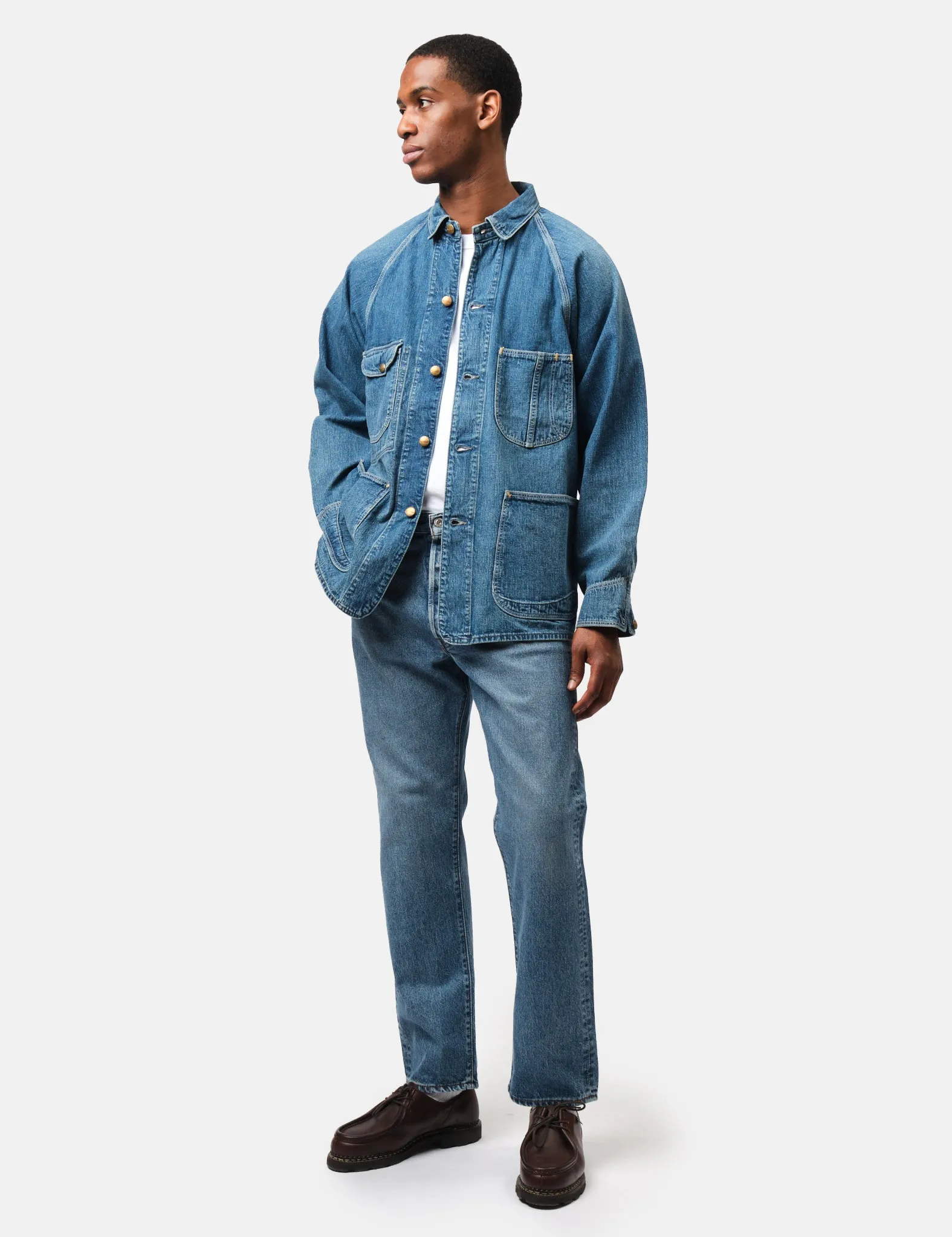orSlow 1950's Coverall Jacket - Blue, Used Wash sold by Article London product image thumbnail 3