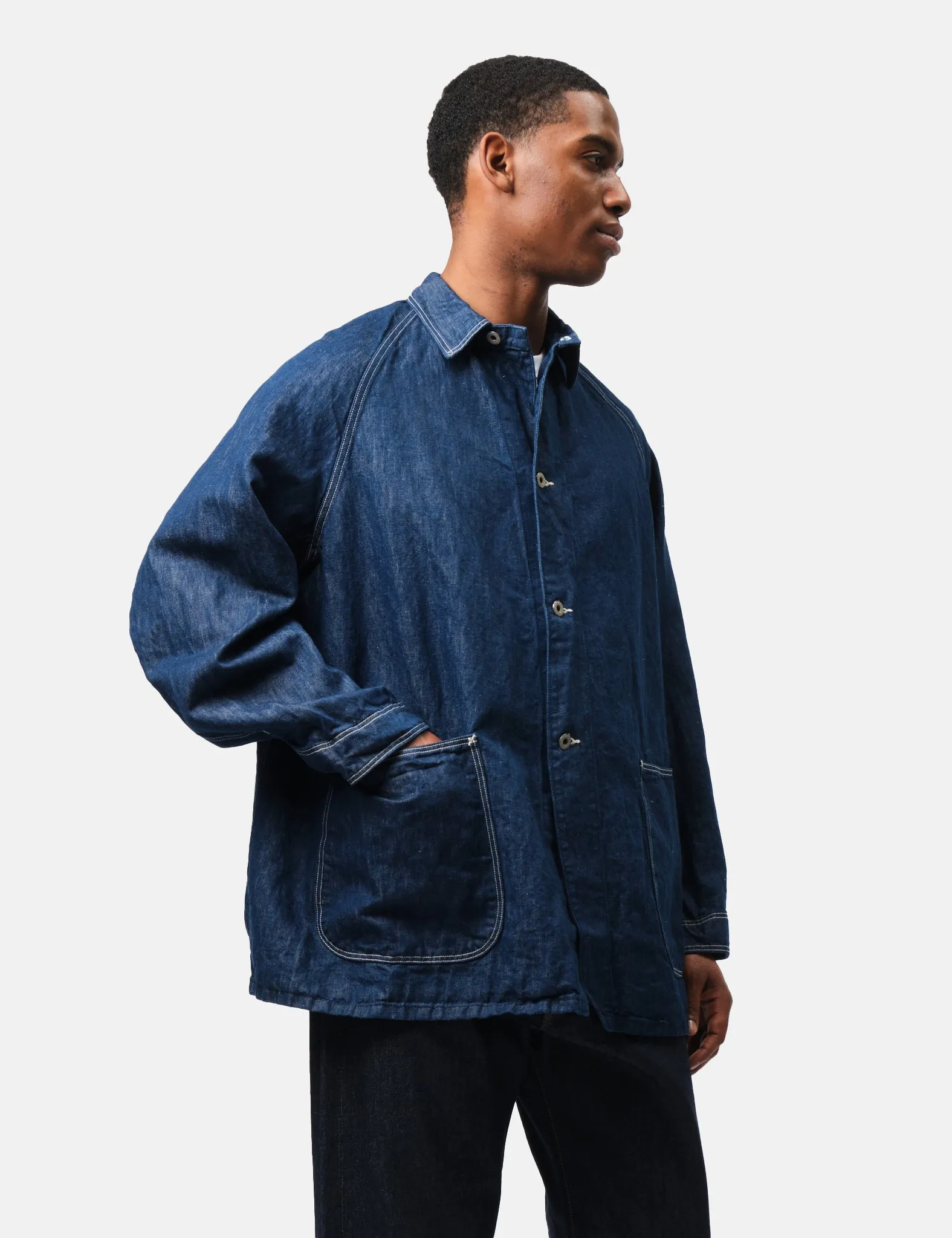 orSlow WWII Denim Coverall Jacket - Blue, One Wash sold by Article London product image thumbnail 4