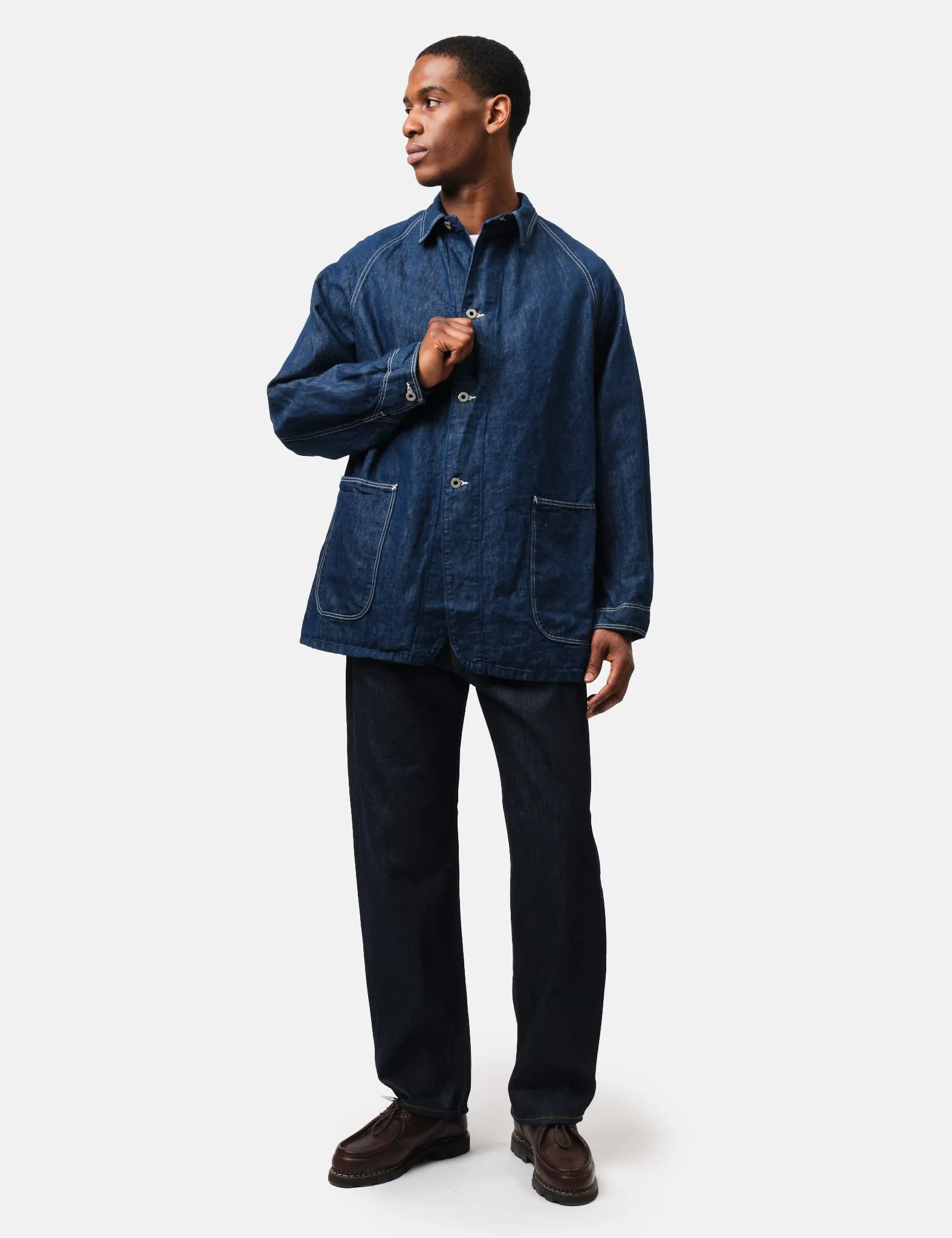 orSlow WWII Denim Coverall Jacket - Blue, One Wash sold by Article London product image thumbnail 3