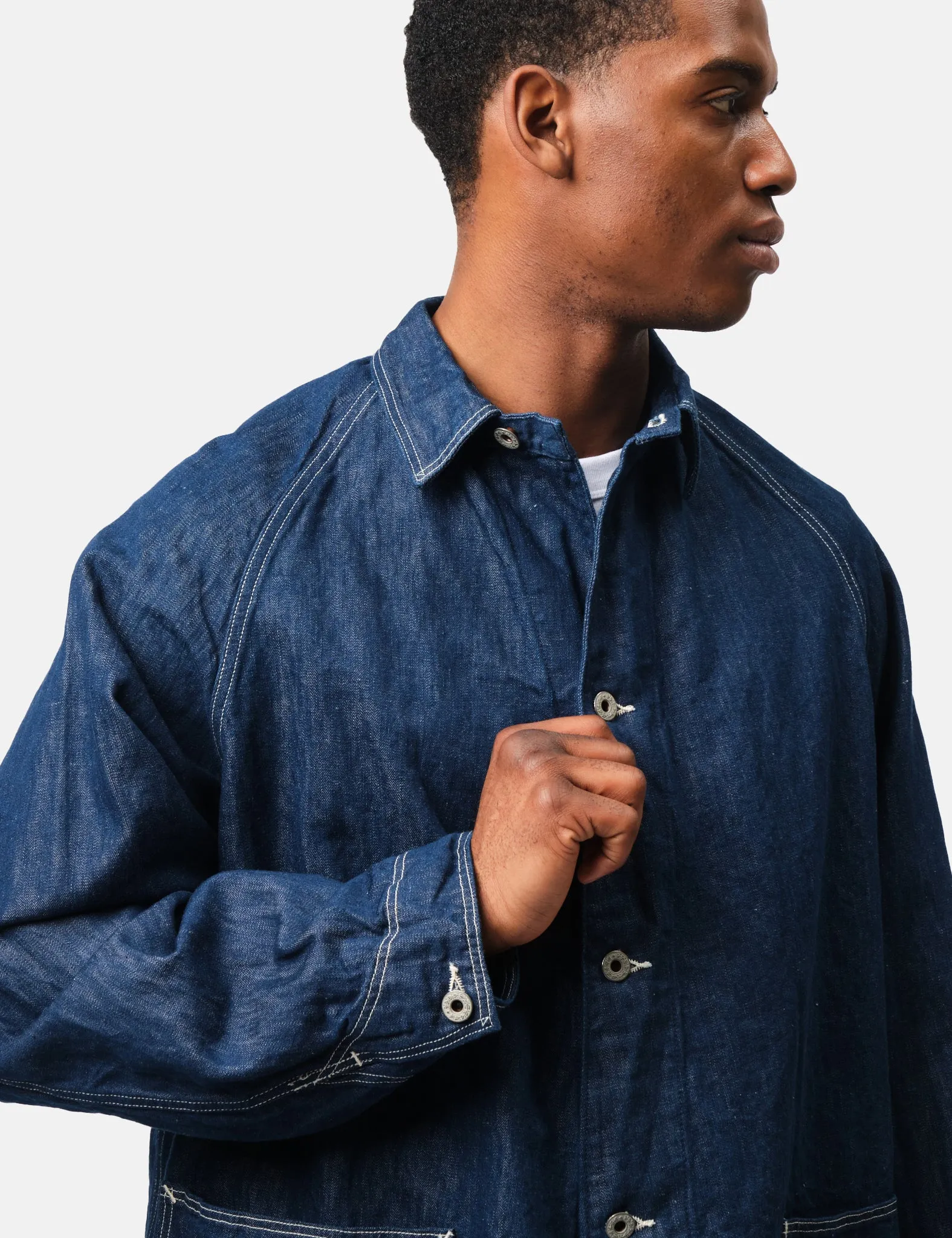 orSlow WWII Denim Coverall Jacket - Blue, One Wash sold by Article London product image thumbnail 2