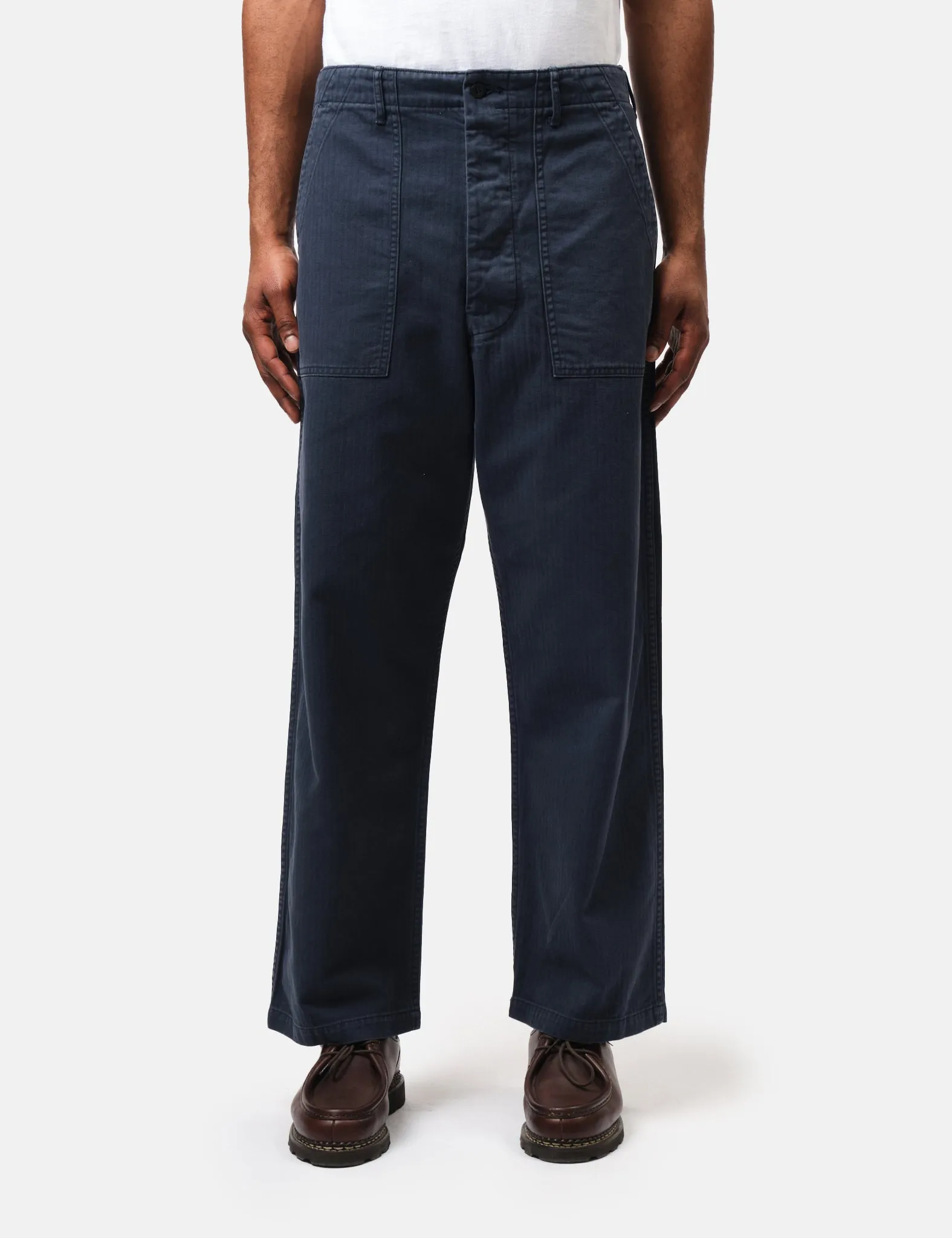 orSlow Fatigue Pants (Herringbone Twill) - Navy Blue sold by Article London product image thumbnail 5