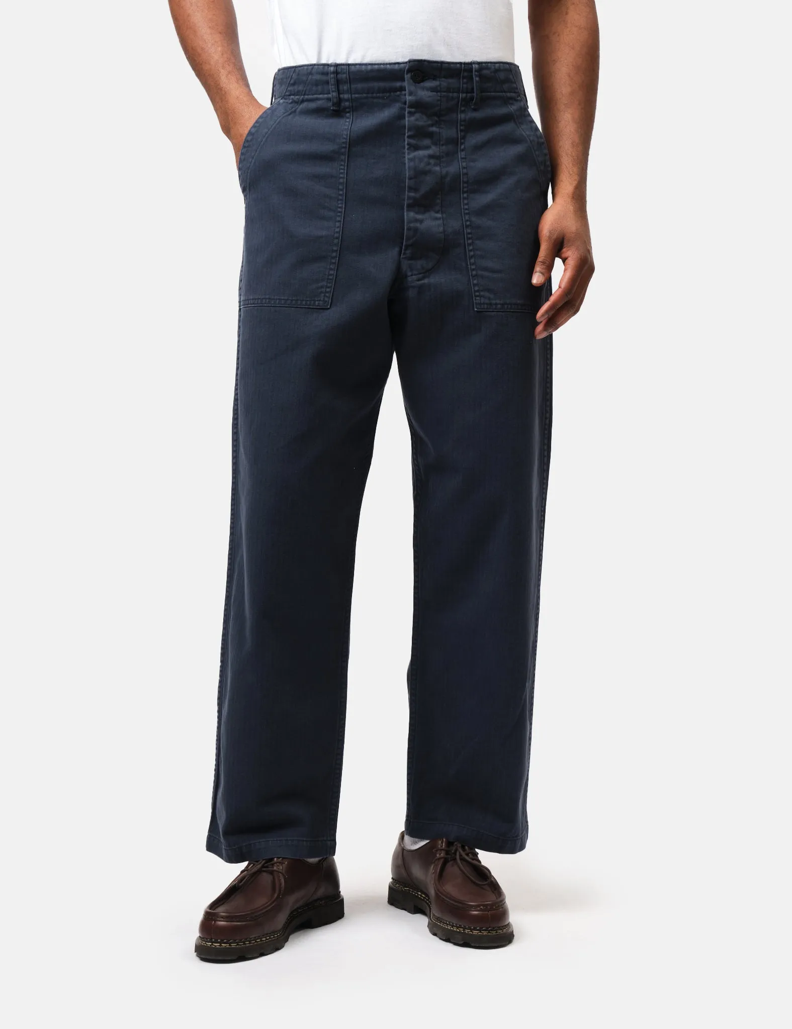 orSlow Fatigue Pants (Herringbone Twill) - Navy Blue sold by Article London