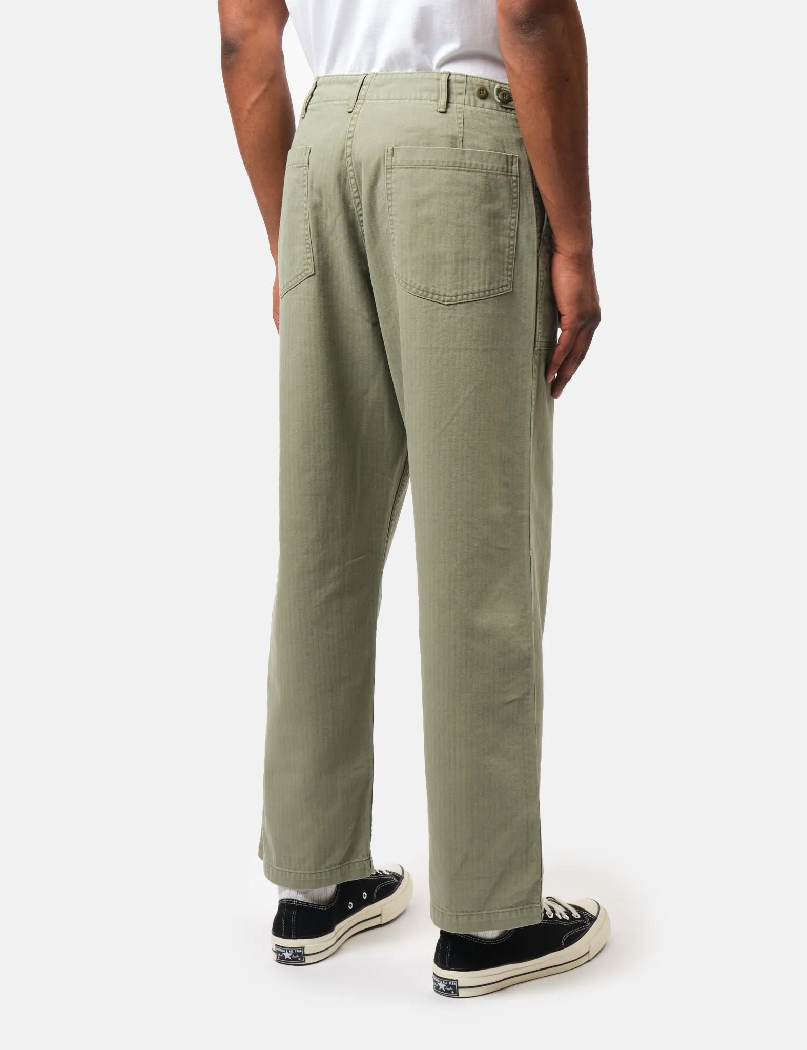 orSlow Herringbone Fatigue Pants - Olive Green sold by Article London product image thumbnail 5