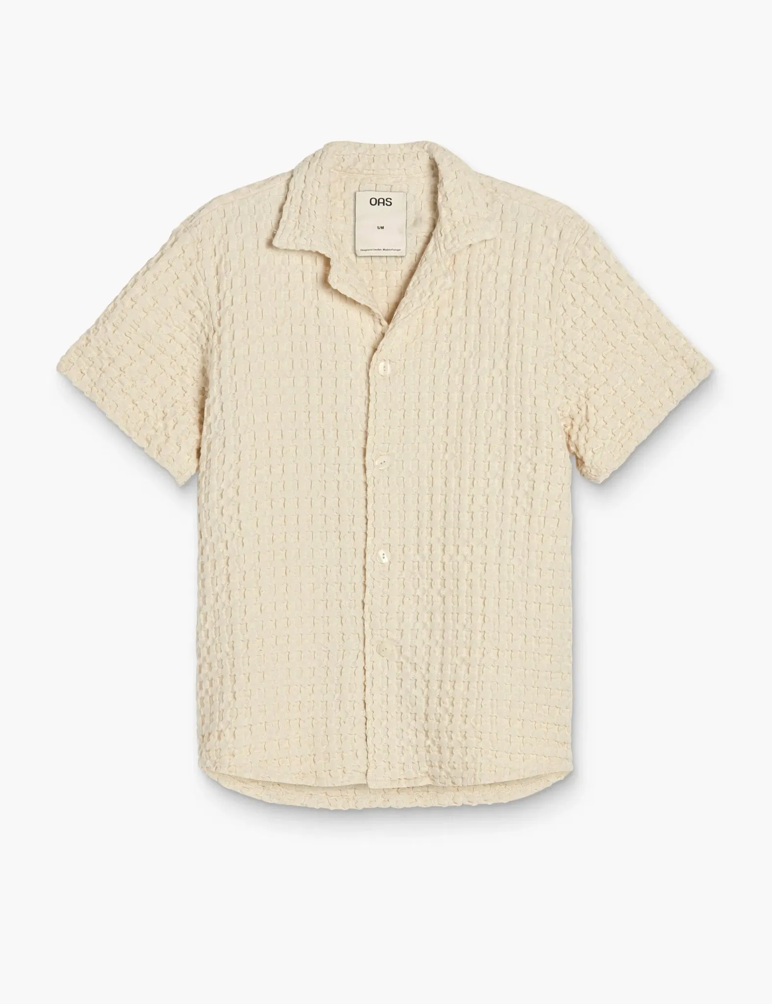 OAS Ecru Cuba Waffle Shirt - Ecru sold by Article London