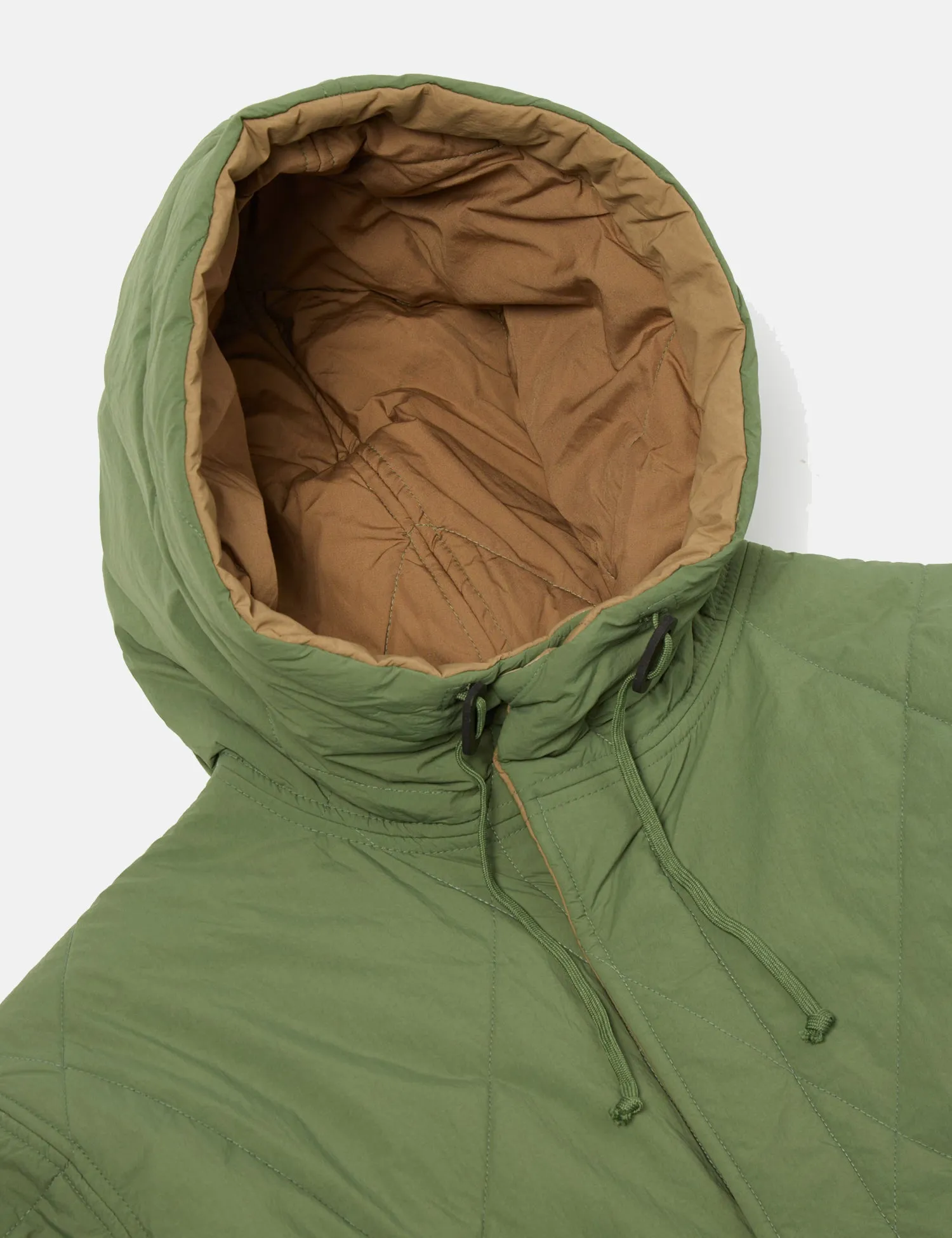Universal Works Diamond Quilt Parka Jacket - Green sold by Article London product image thumbnail 4
