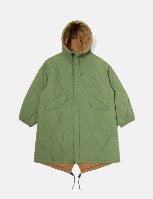 Universal Works Diamond Quilt Parka Jacket - Green sold by Article London