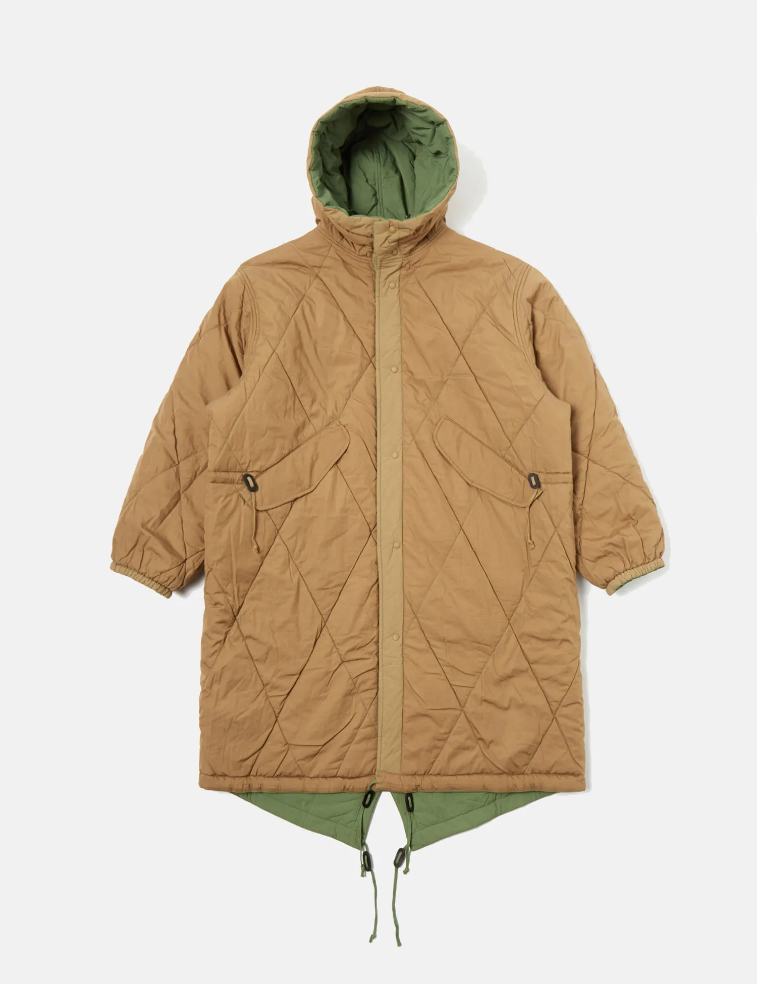 Universal Works Diamond Quilt Parka Jacket - Green sold by Article London product image thumbnail 2